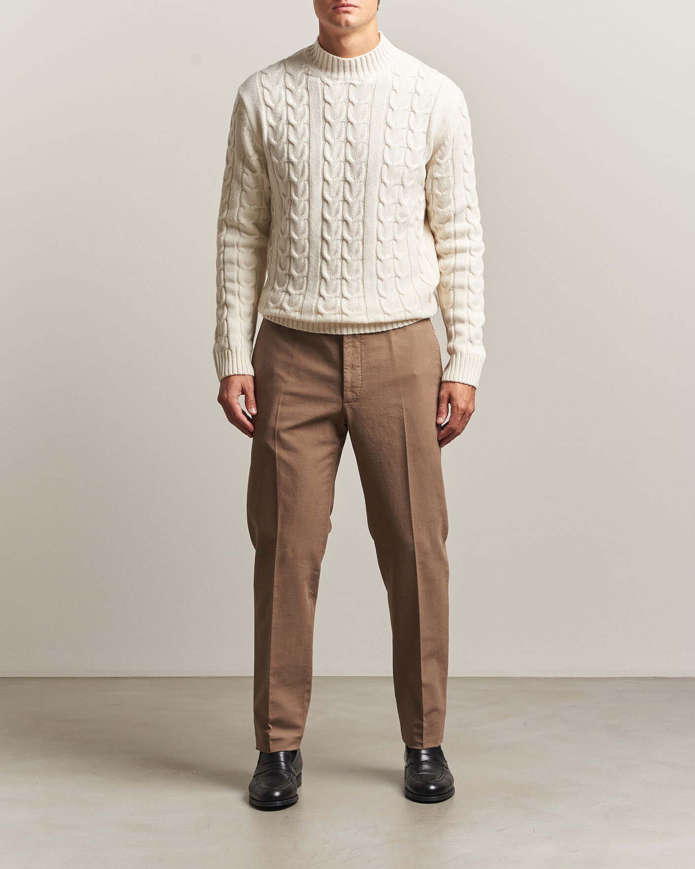 Homme | Pulls Et Tricots | Zanone | Double Cable Crew Neck Latte