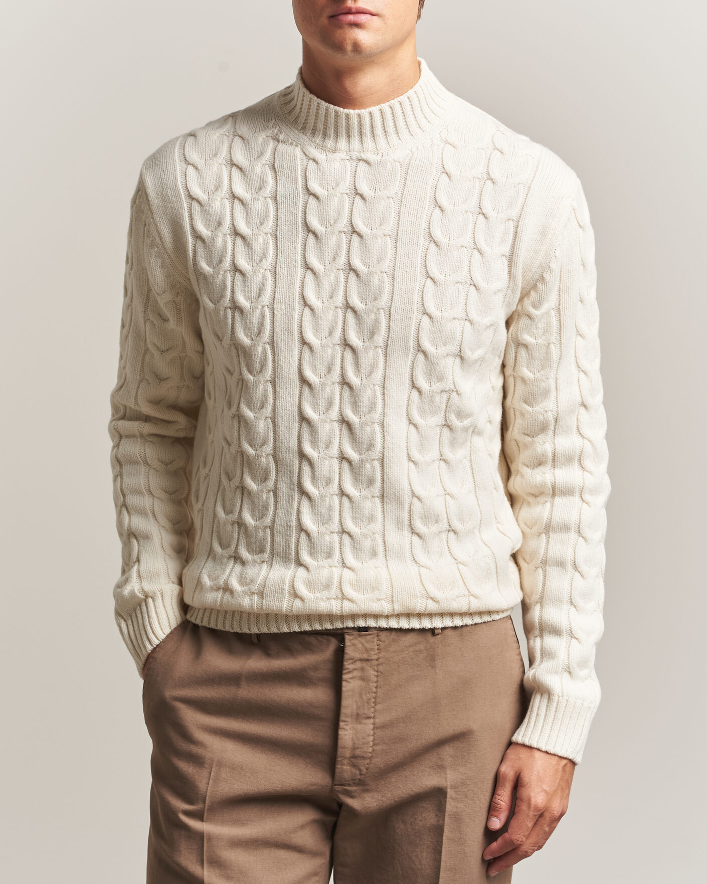 Homme | Pulls Et Tricots | Zanone | Double Cable Crew Neck Latte