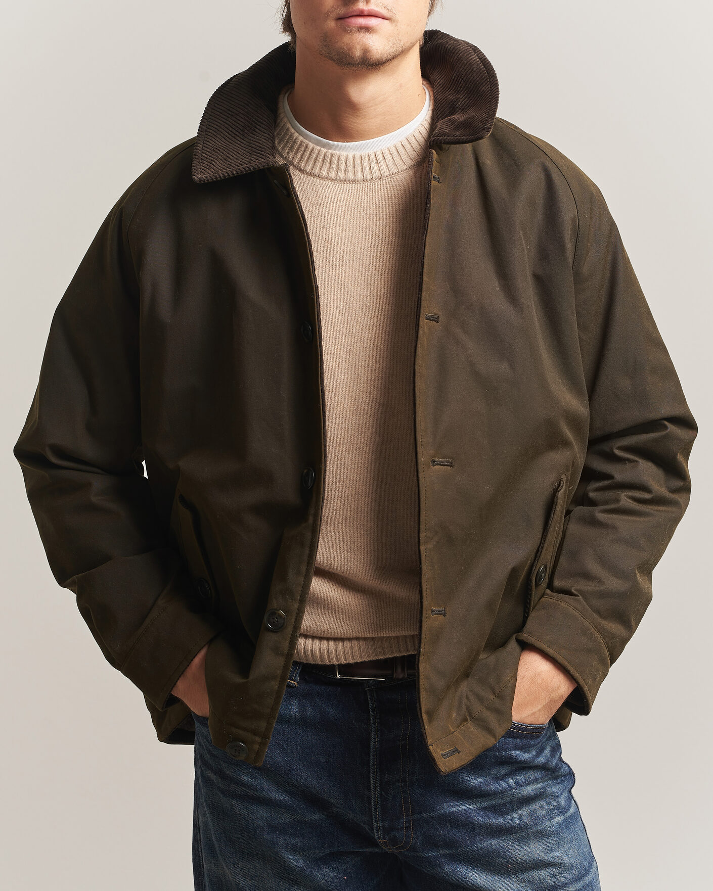 Homme | Manteaux Et Vestes | Baracuta | Waxed Sherling Lined Deck Jacket Deep Moss