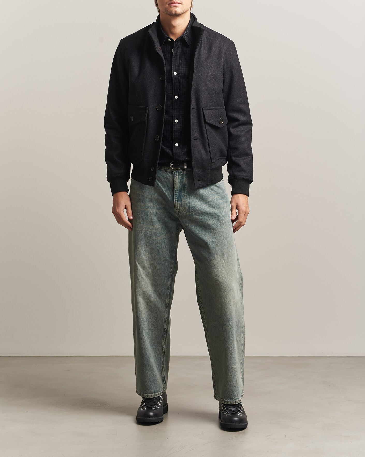 Homme | Manteaux Et Vestes | Baracuta | Melton Wool Blouson Jacket Charcoal