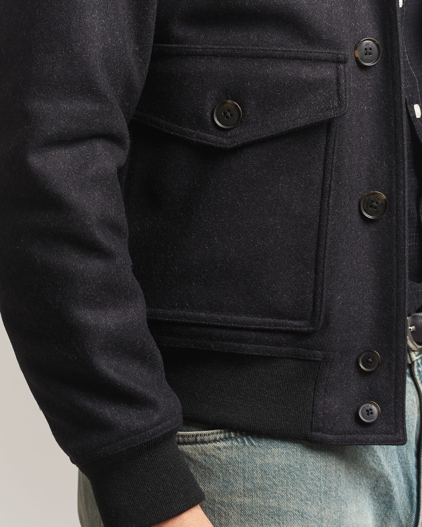 Homme | Manteaux Et Vestes | Baracuta | Melton Wool Blouson Jacket Charcoal