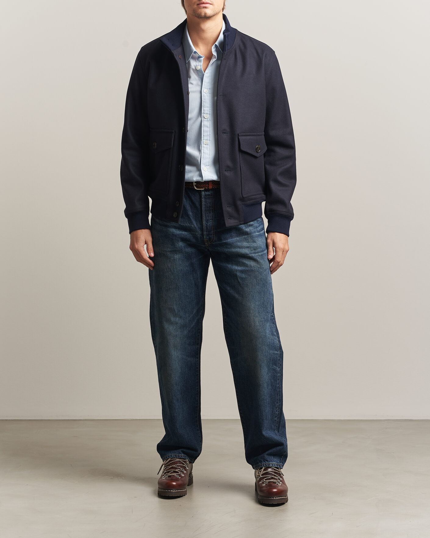 Homme | Manteaux Et Vestes | Baracuta | Melton Wool Blouson Jacket Deep Blue
