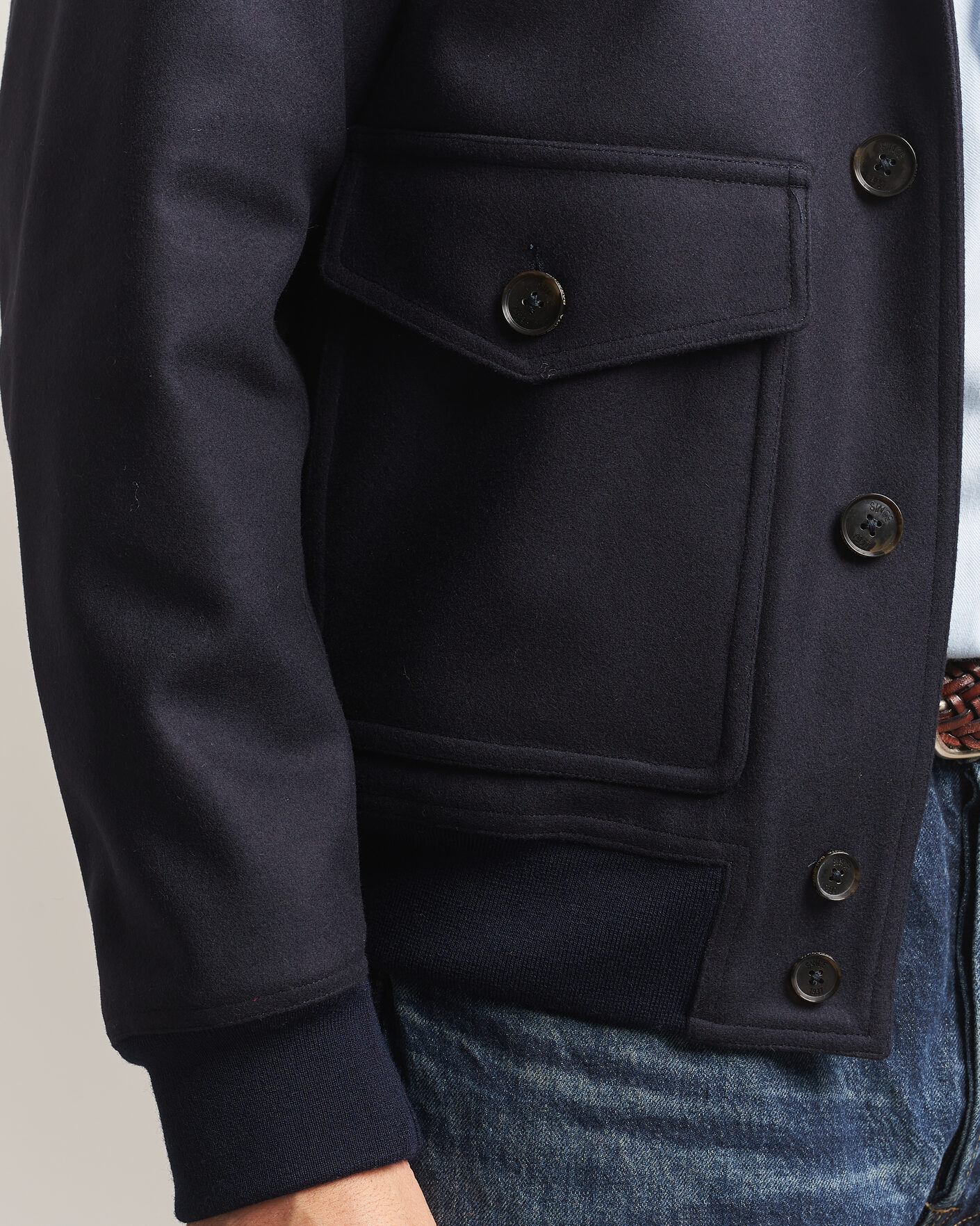Homme | Manteaux Et Vestes | Baracuta | Melton Wool Blouson Jacket Deep Blue