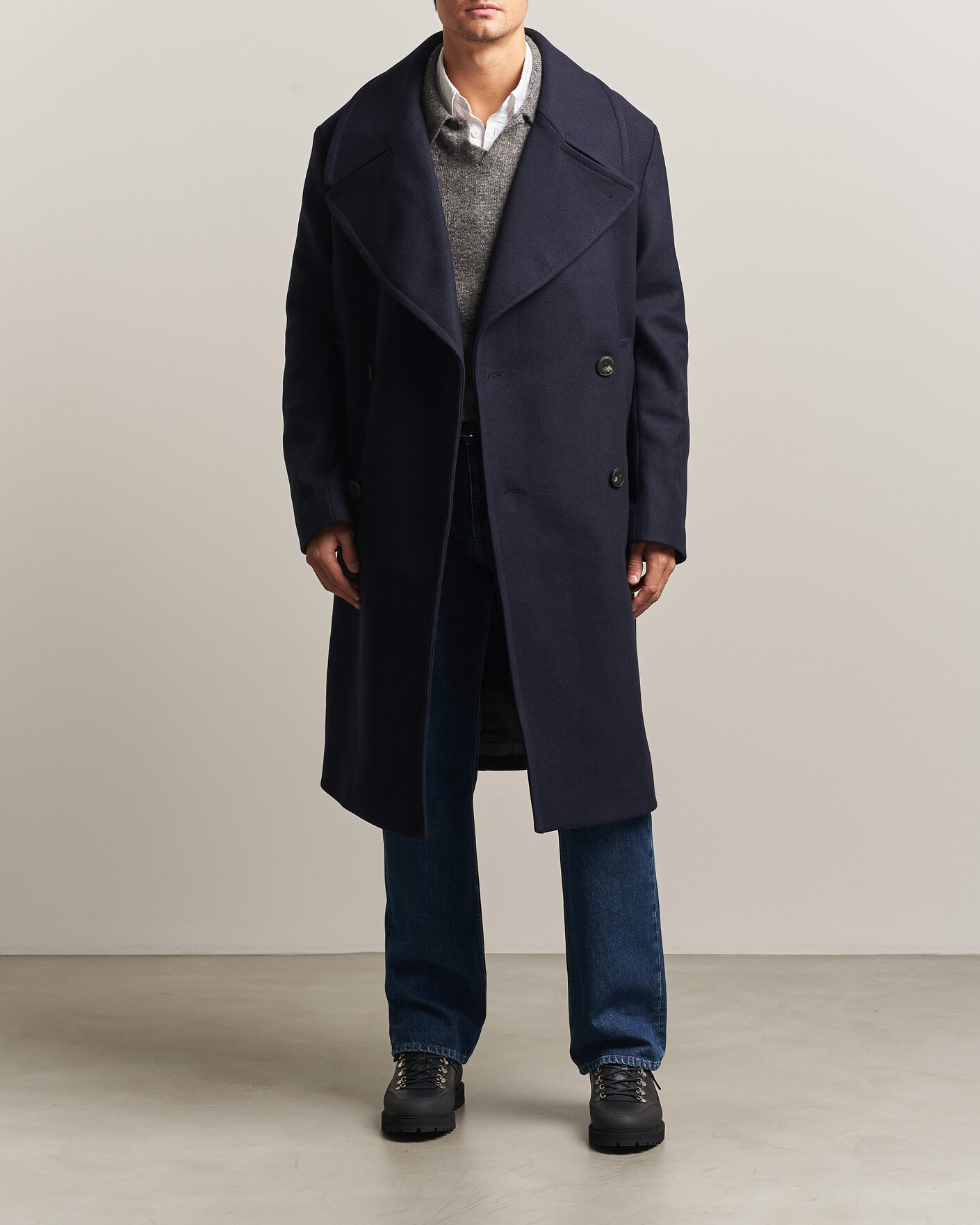 Homme | Manteaux Et Vestes | Sunflower | Double Breasted Wool Blend Coat Navy