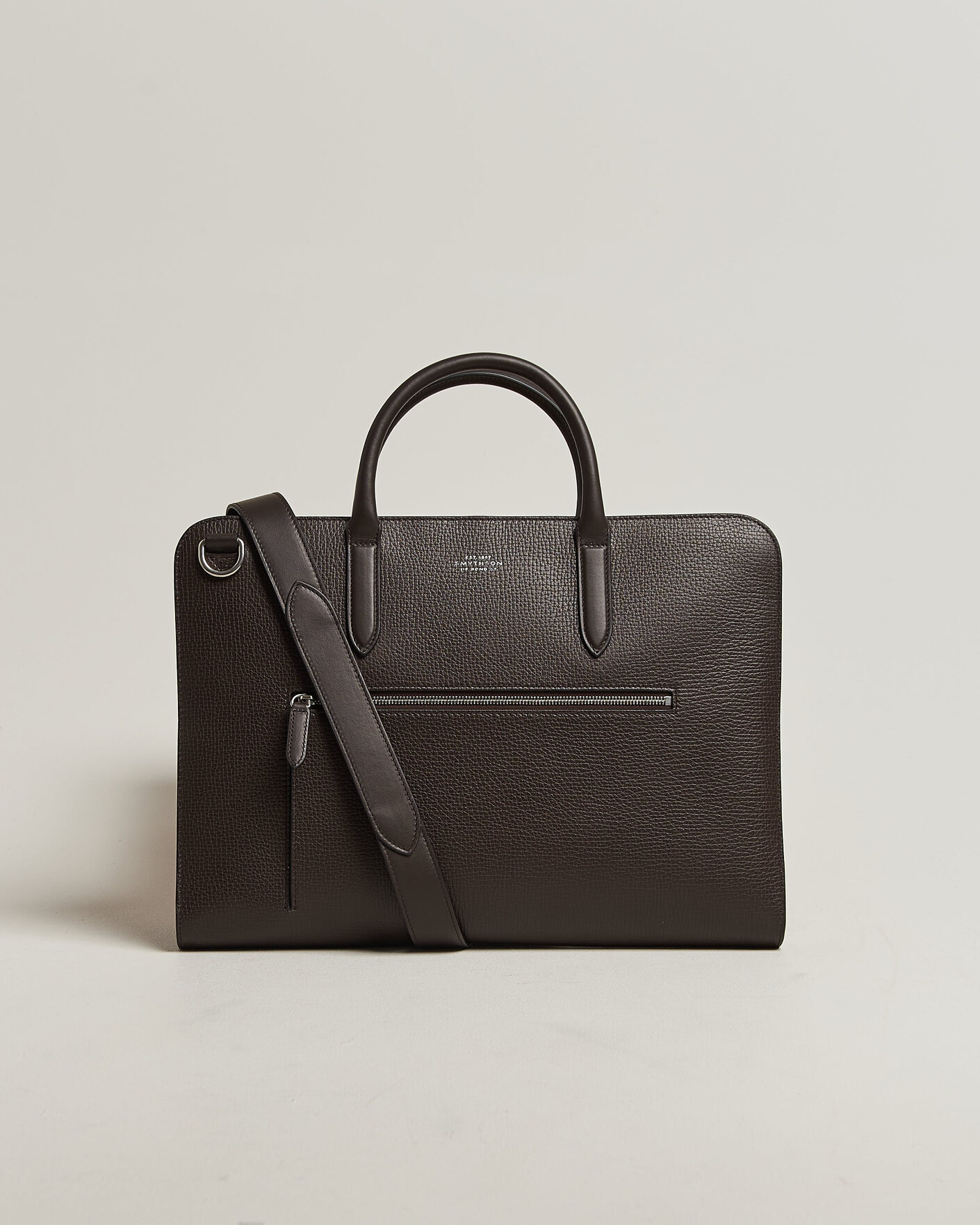 Homme | Sacs | Smythson | Ludlow Ultra Slim Briefcase With Zip Front Dark Brown