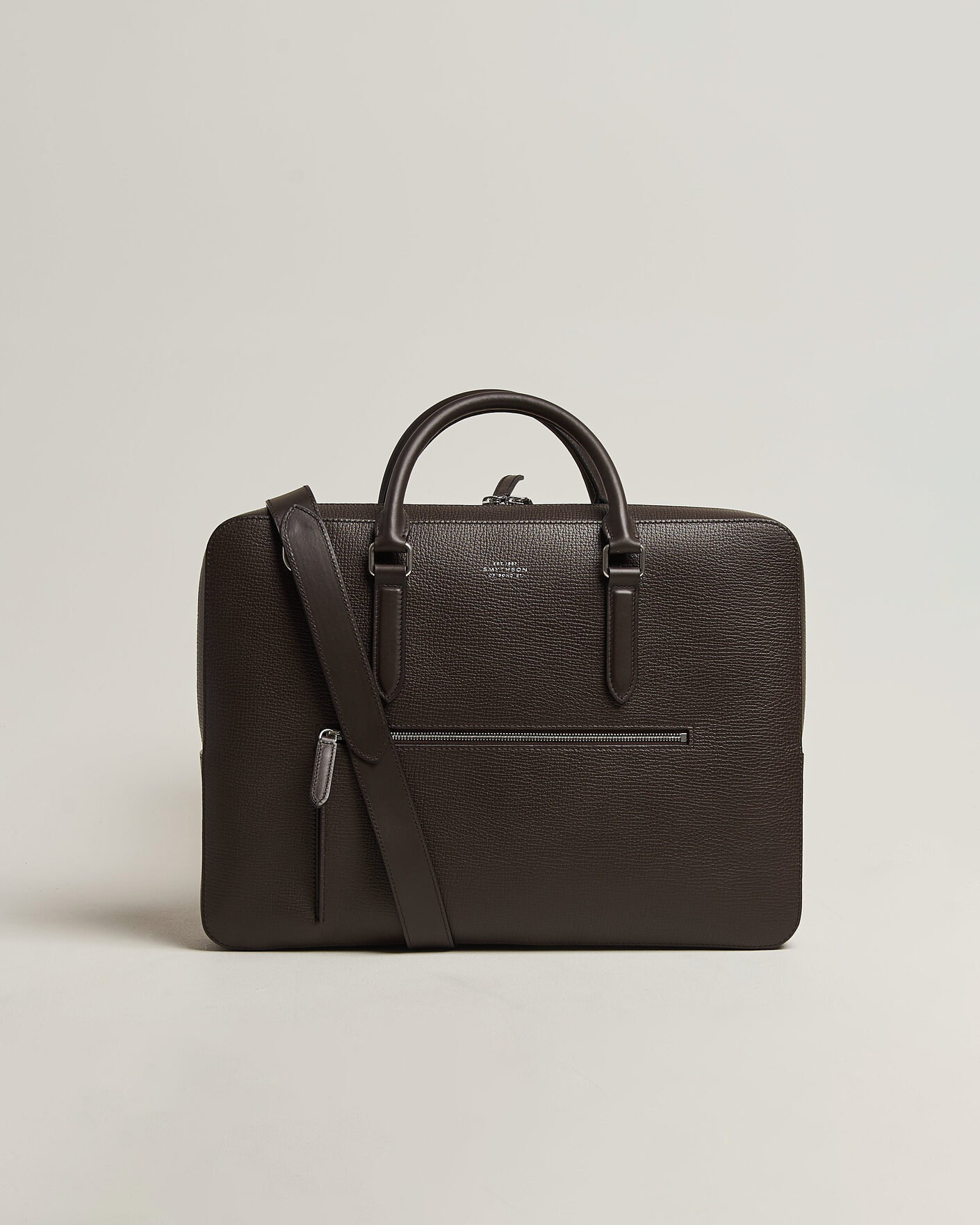 Homme | Sacs | Smythson | Ludlow Slim Briefcase With Zip Front Dark Brown