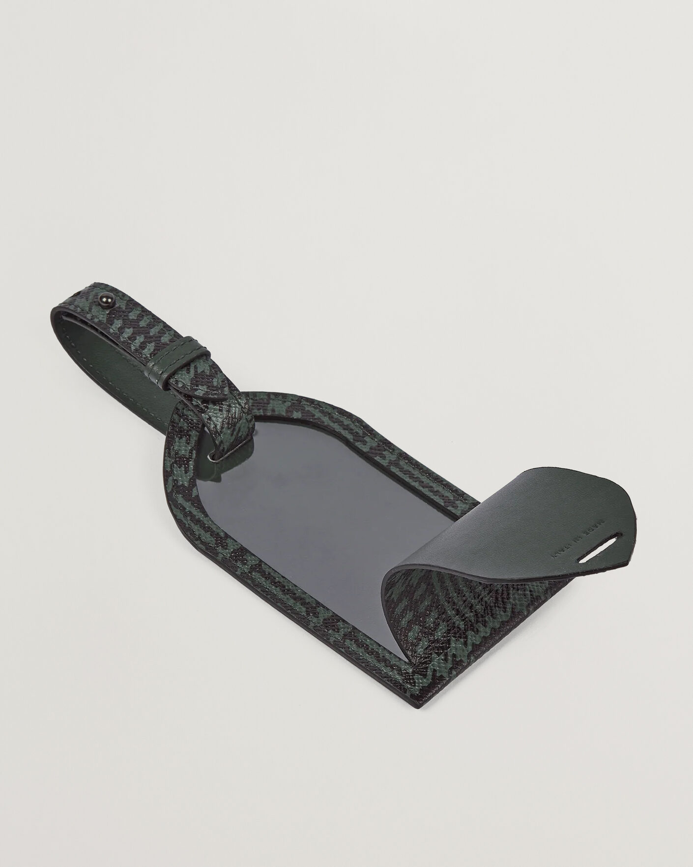 Homme | Pour La Maison | Smythson | Panama Tweed Luggage Tag Slate Green