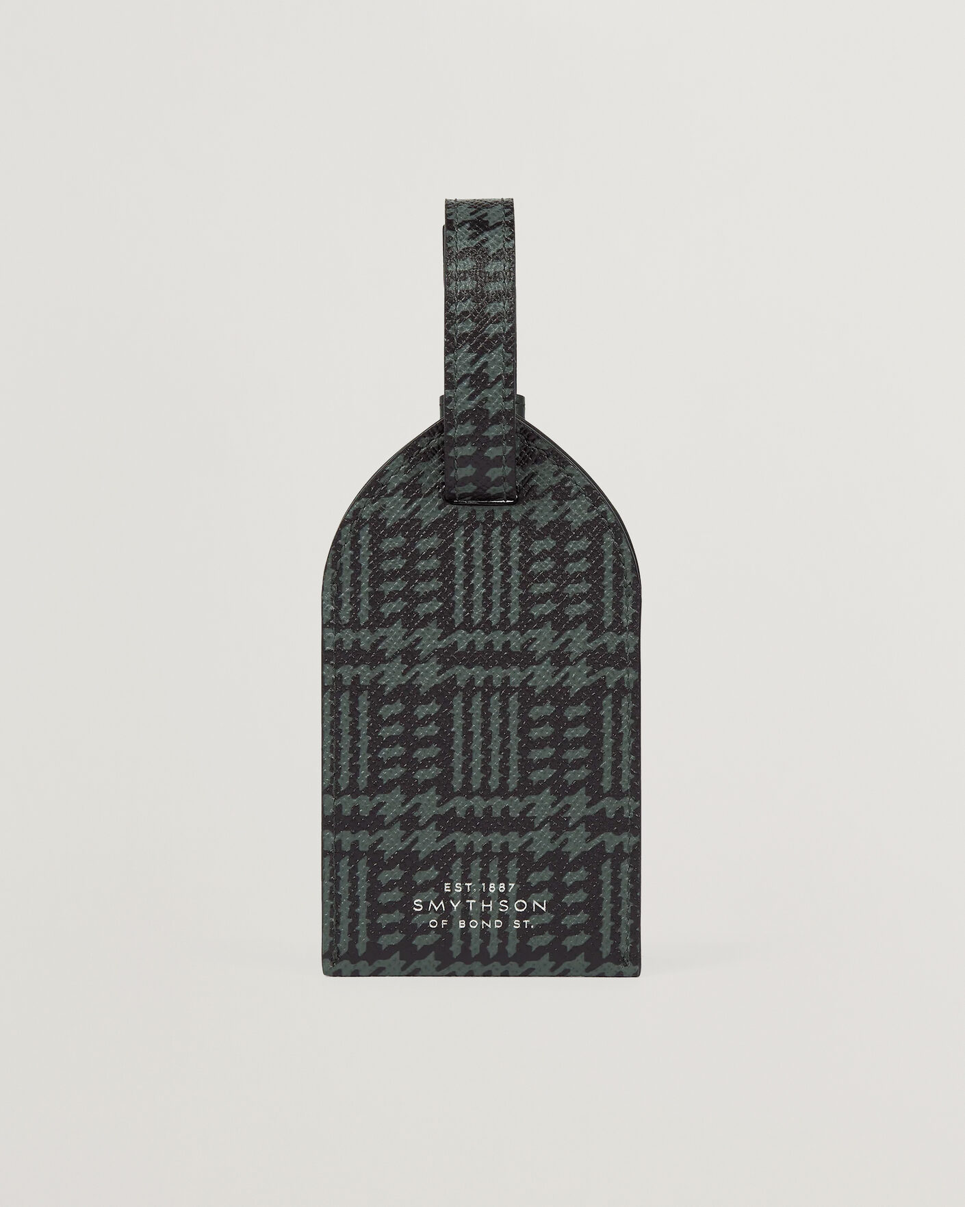 Homme | Pour La Maison | Smythson | Panama Tweed Luggage Tag Slate Green