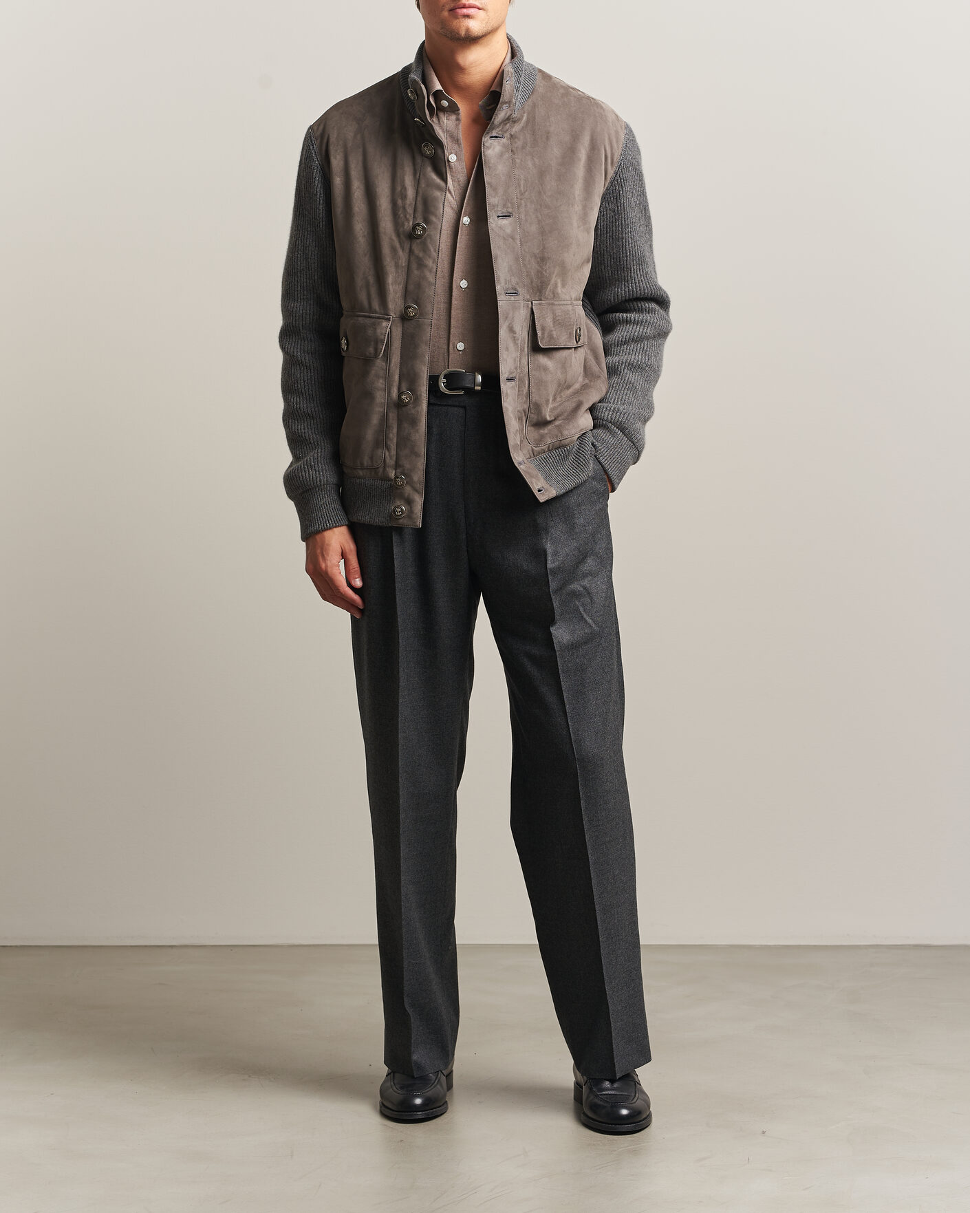 Homme | Manteaux Et Vestes | Brunello Cucinelli | Cashmere/Suede Down Jacket Grey Melange