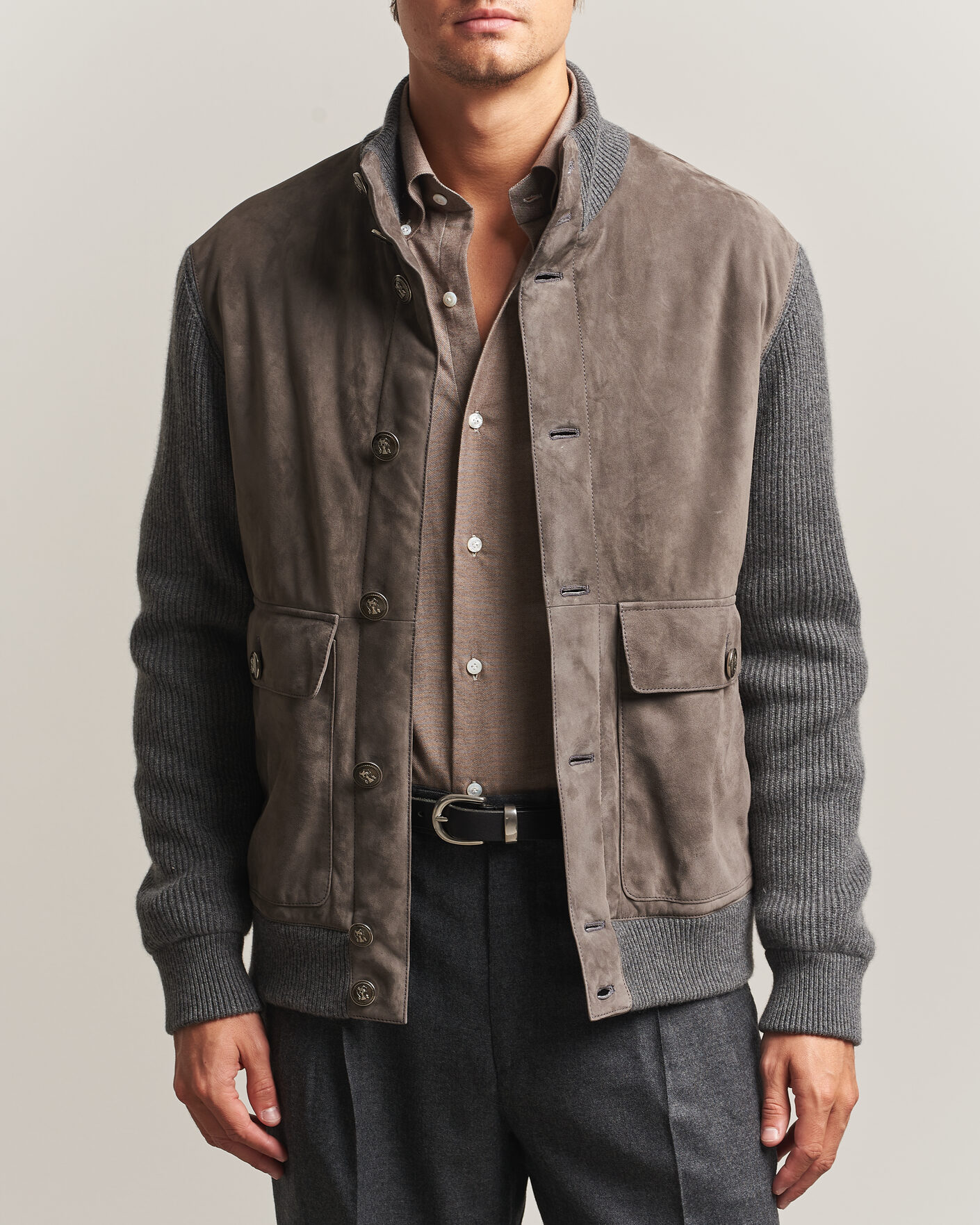 Homme | Manteaux Et Vestes | Brunello Cucinelli | Cashmere/Suede Down Jacket Grey Melange