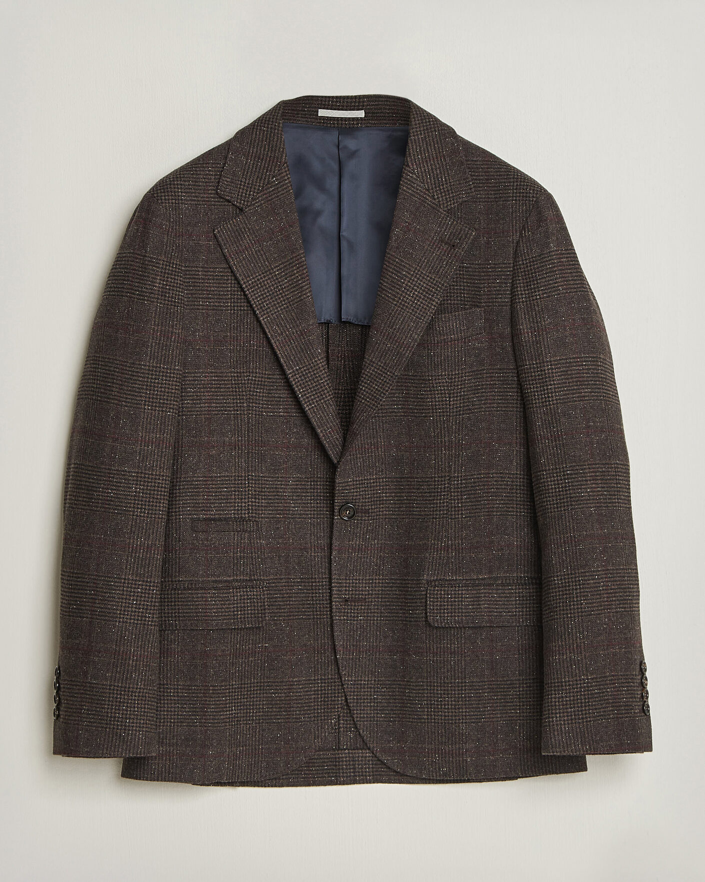Homme | Blazers | Brunello Cucinelli | Cashmere/Silk Prince Of Wales Blazer Dark Brown