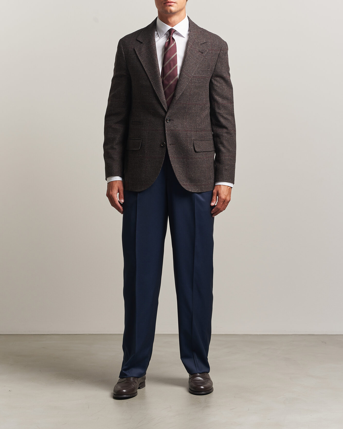 Homme | Blazers | Brunello Cucinelli | Cashmere/Silk Prince Of Wales Blazer Dark Brown