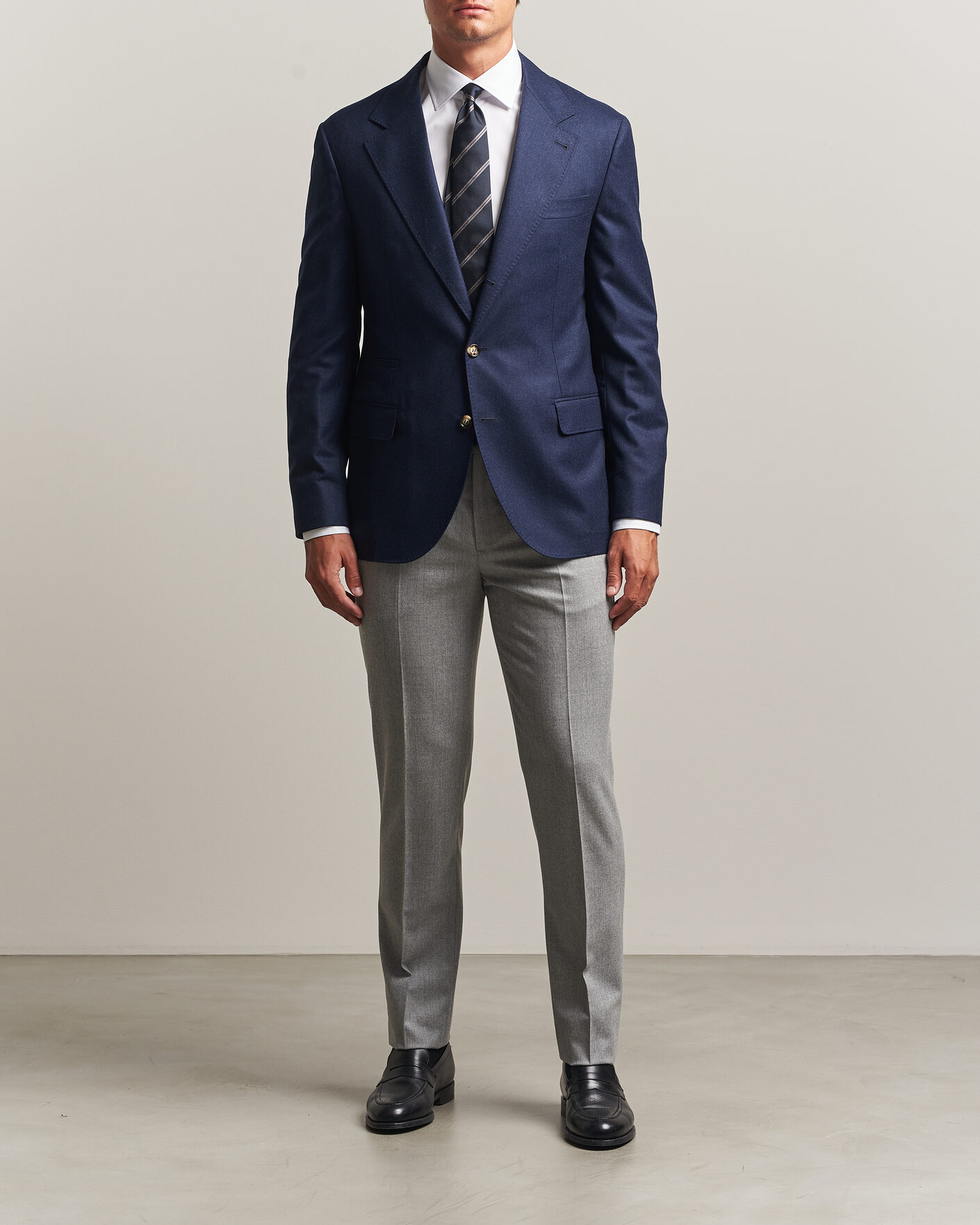 Homme | Blazers | Brunello Cucinelli | Wool Flannel Blazzer Navy