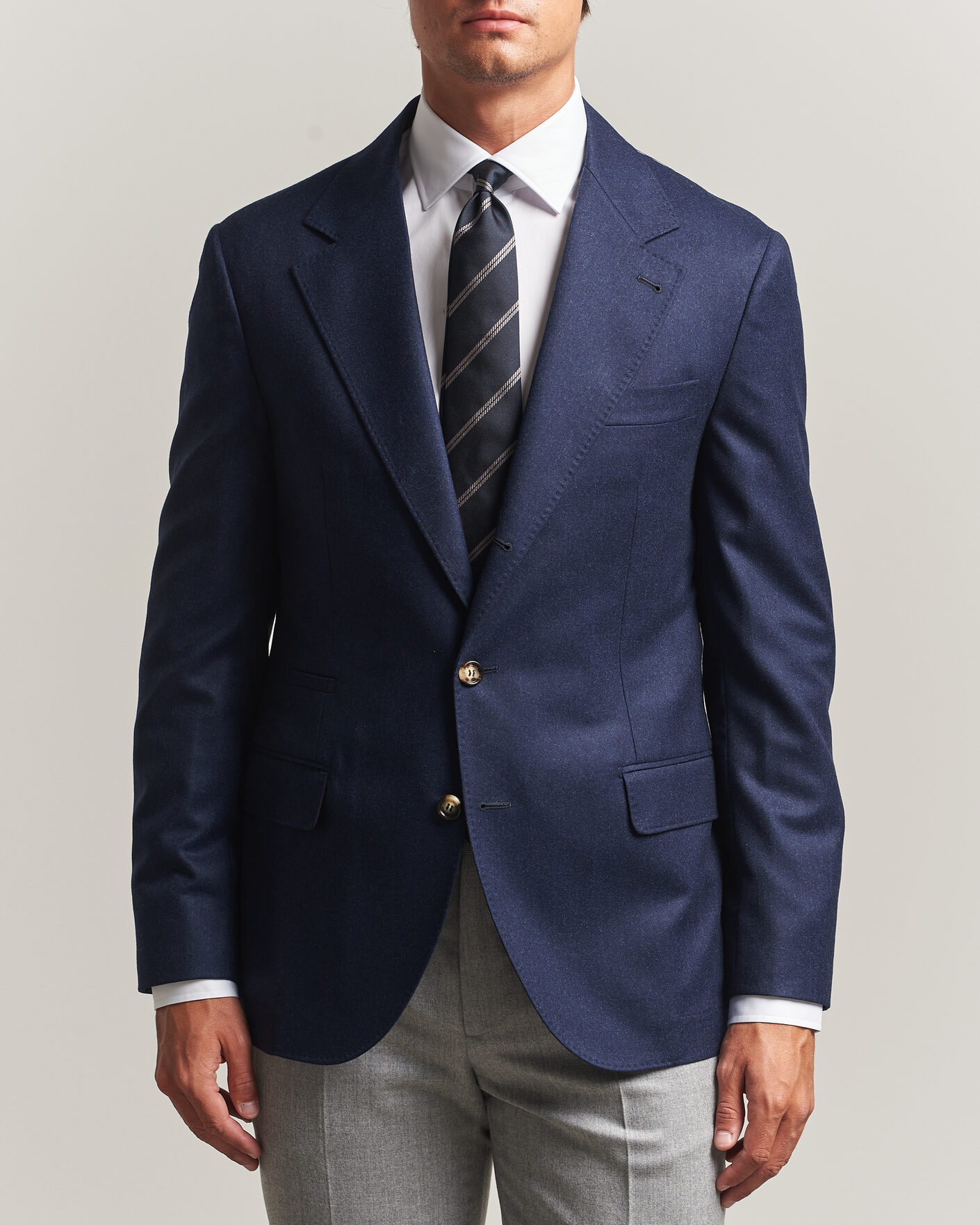 Homme | Blazers | Brunello Cucinelli | Wool Flannel Blazzer Navy