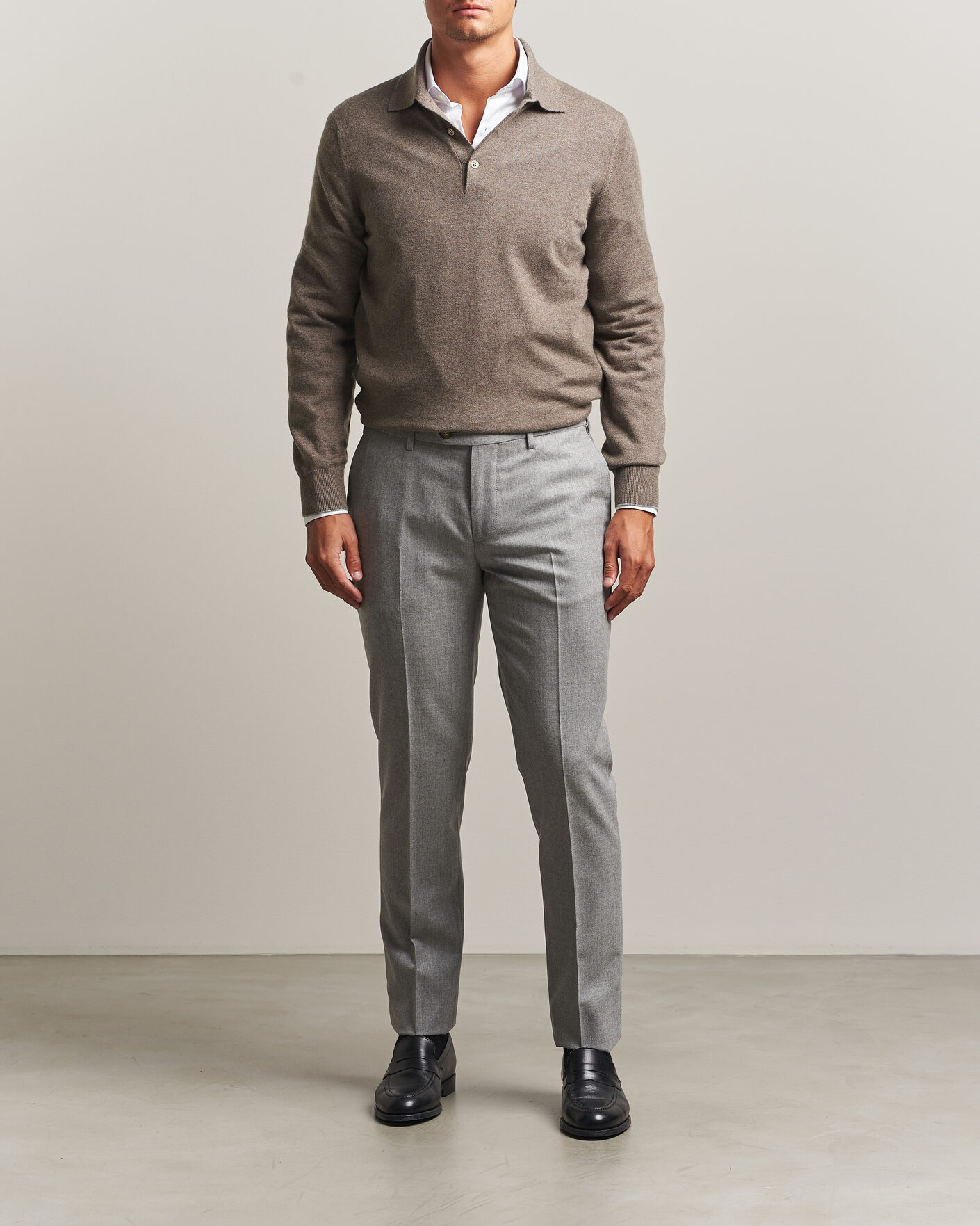 Homme | Pulls Et Tricots | Brunello Cucinelli | 2 Ply Cashmere Long Sleeve Polo Brown