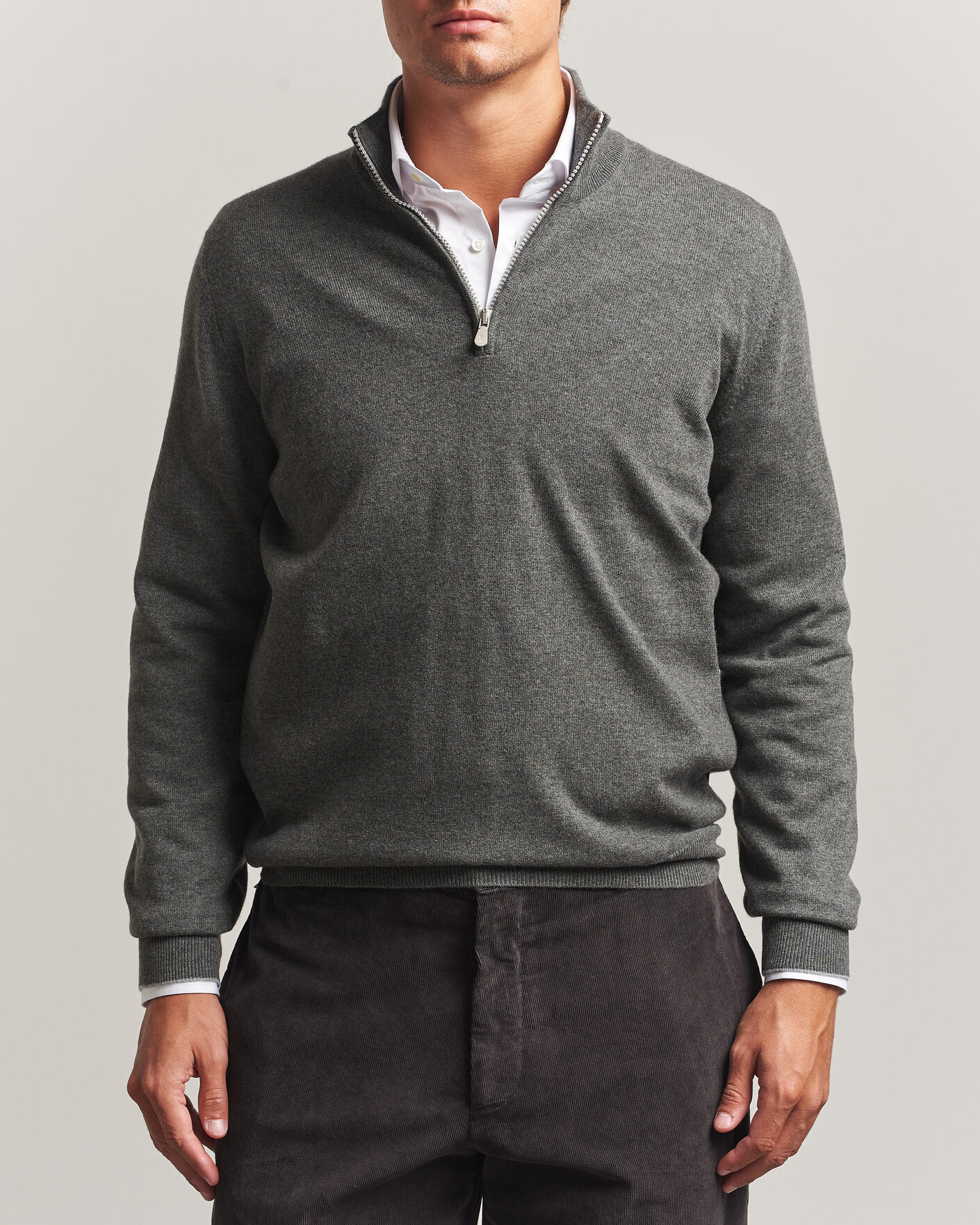 Homme | Pulls Et Tricots | Brunello Cucinelli | 2 Ply Cashmere Half Zip Forest Green