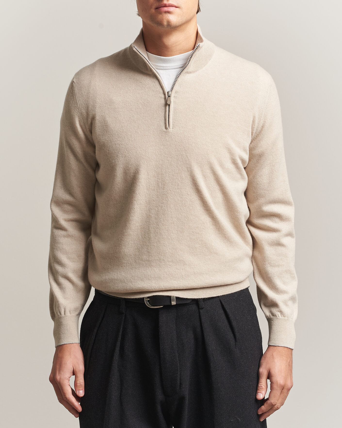 Homme | Pulls Et Tricots | Brunello Cucinelli | 2 Ply Cashmere Half Zip Sand