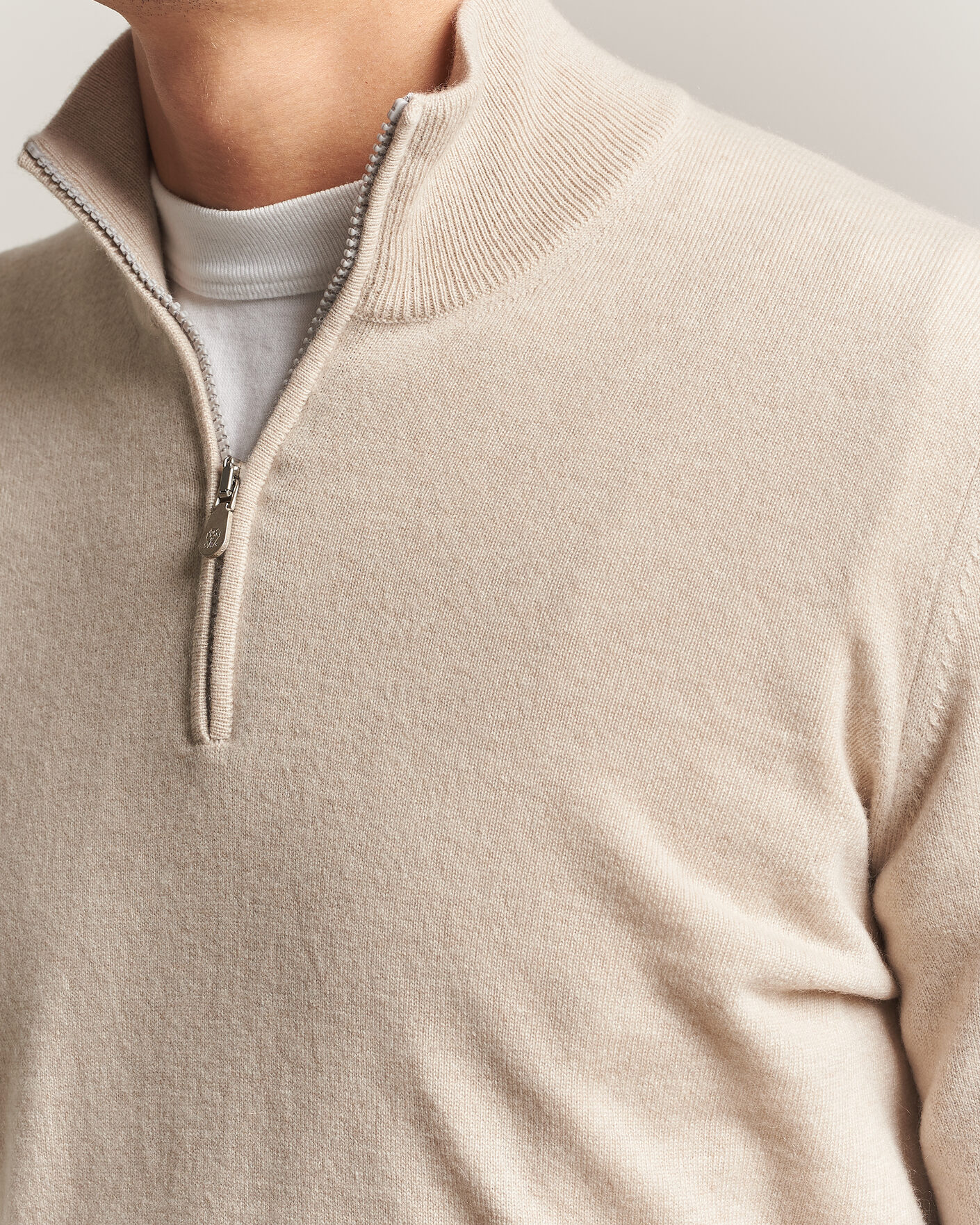 Homme | Pulls Et Tricots | Brunello Cucinelli | 2 Ply Cashmere Half Zip Sand