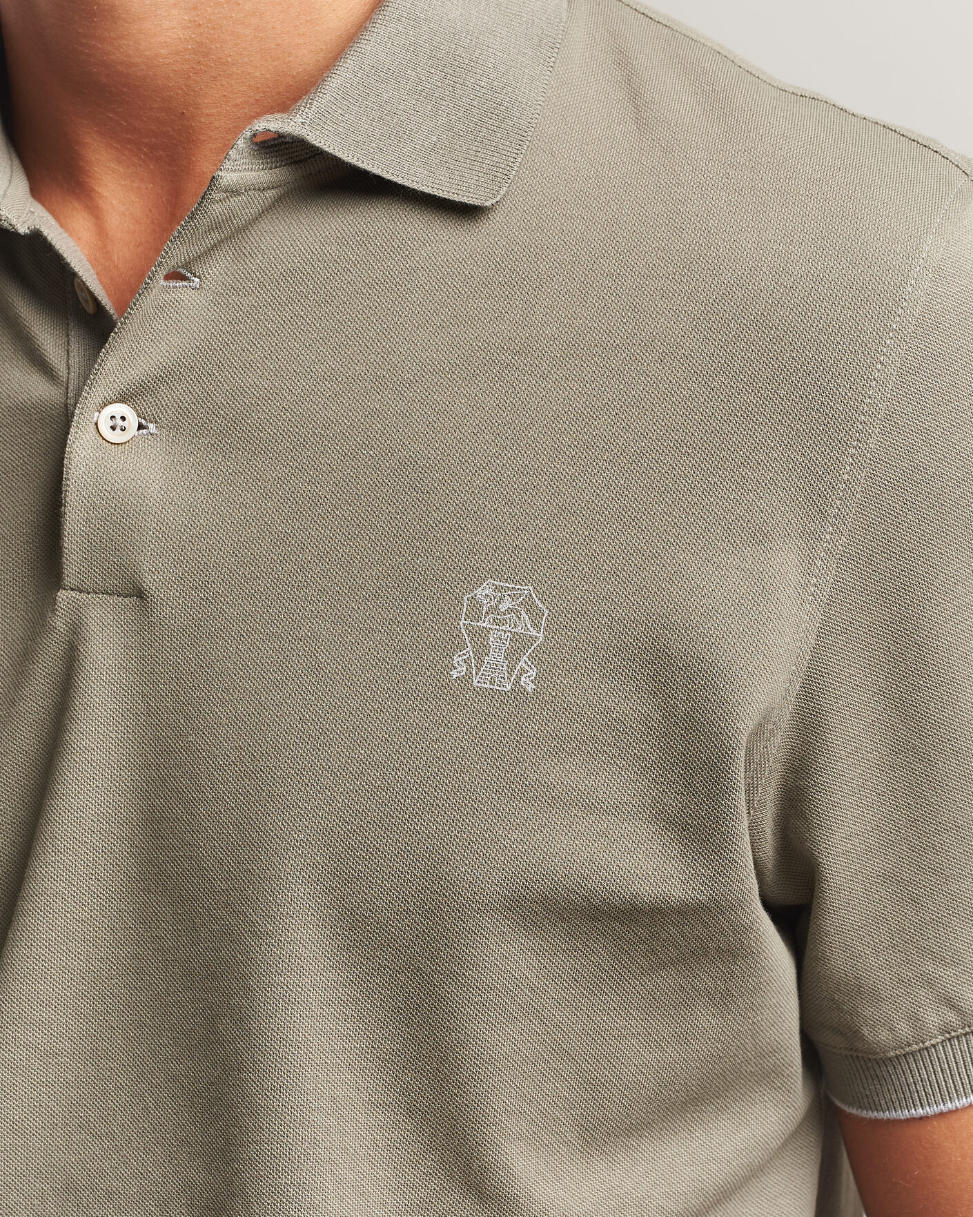 Homme | Polos | Brunello Cucinelli | Short Sleeve Logo Polo Olive
