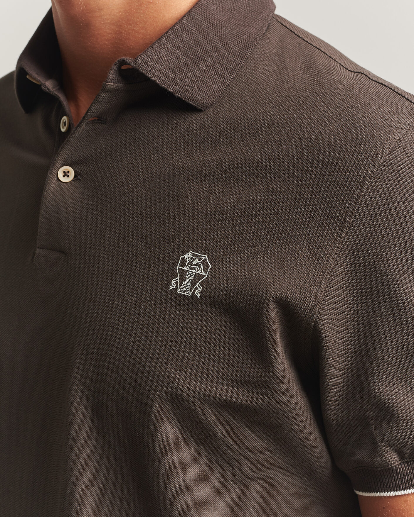 Homme | Polos | Brunello Cucinelli | Short Sleeve Logo Polo Dark Brown