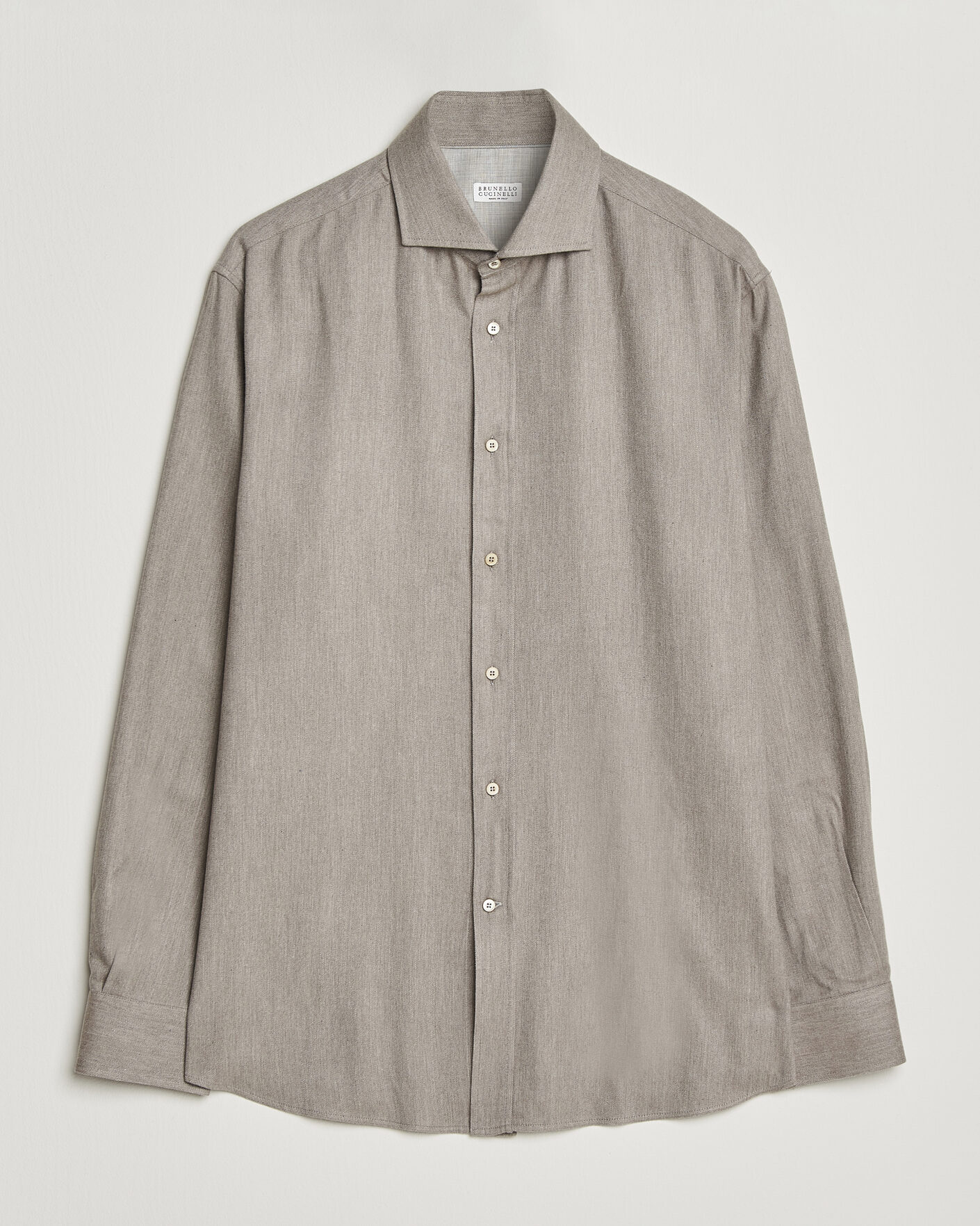Homme | Chemises | Brunello Cucinelli | Cotton Flannel Shirt Granite