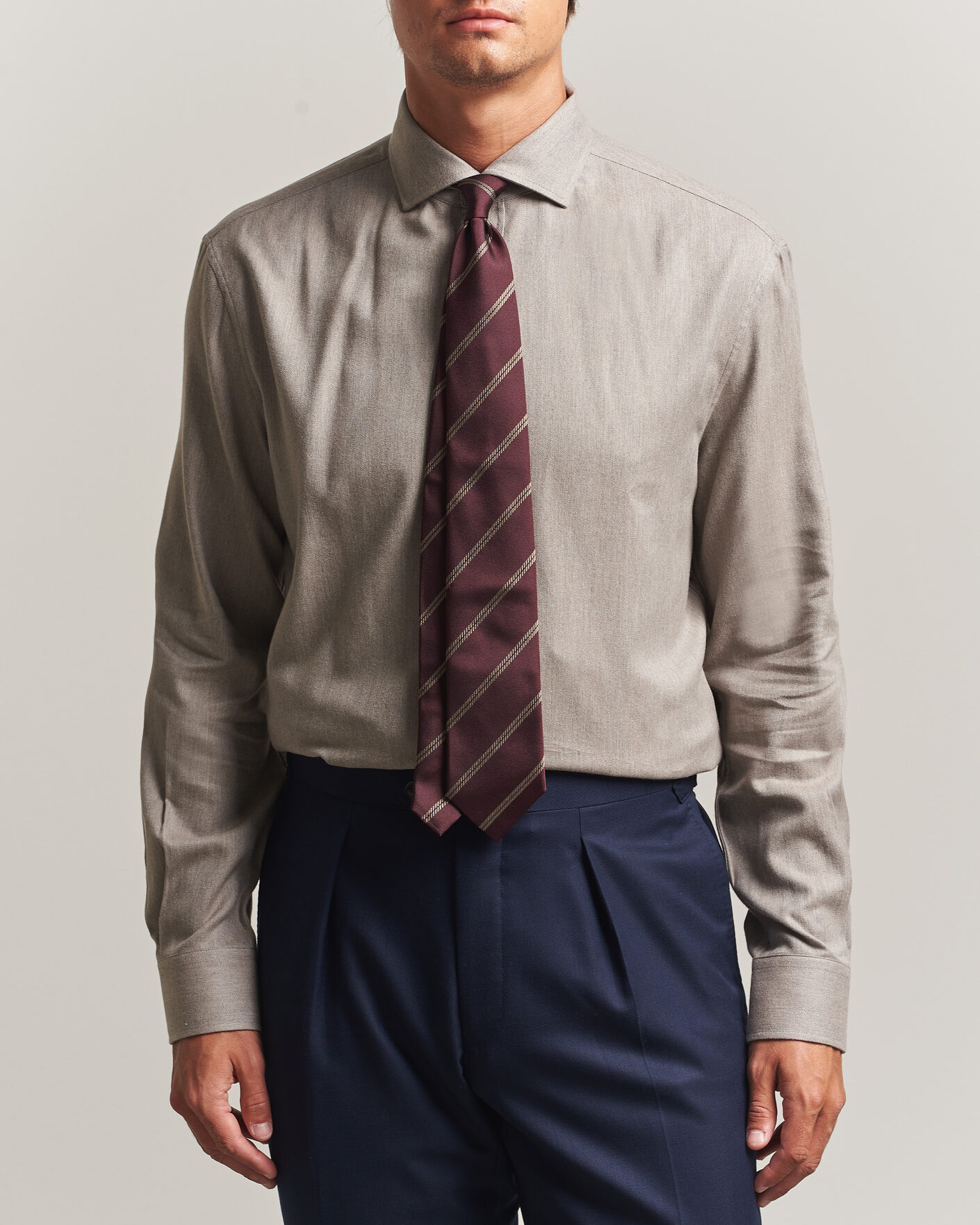 Homme | Chemises | Brunello Cucinelli | Cotton Flannel Shirt Granite