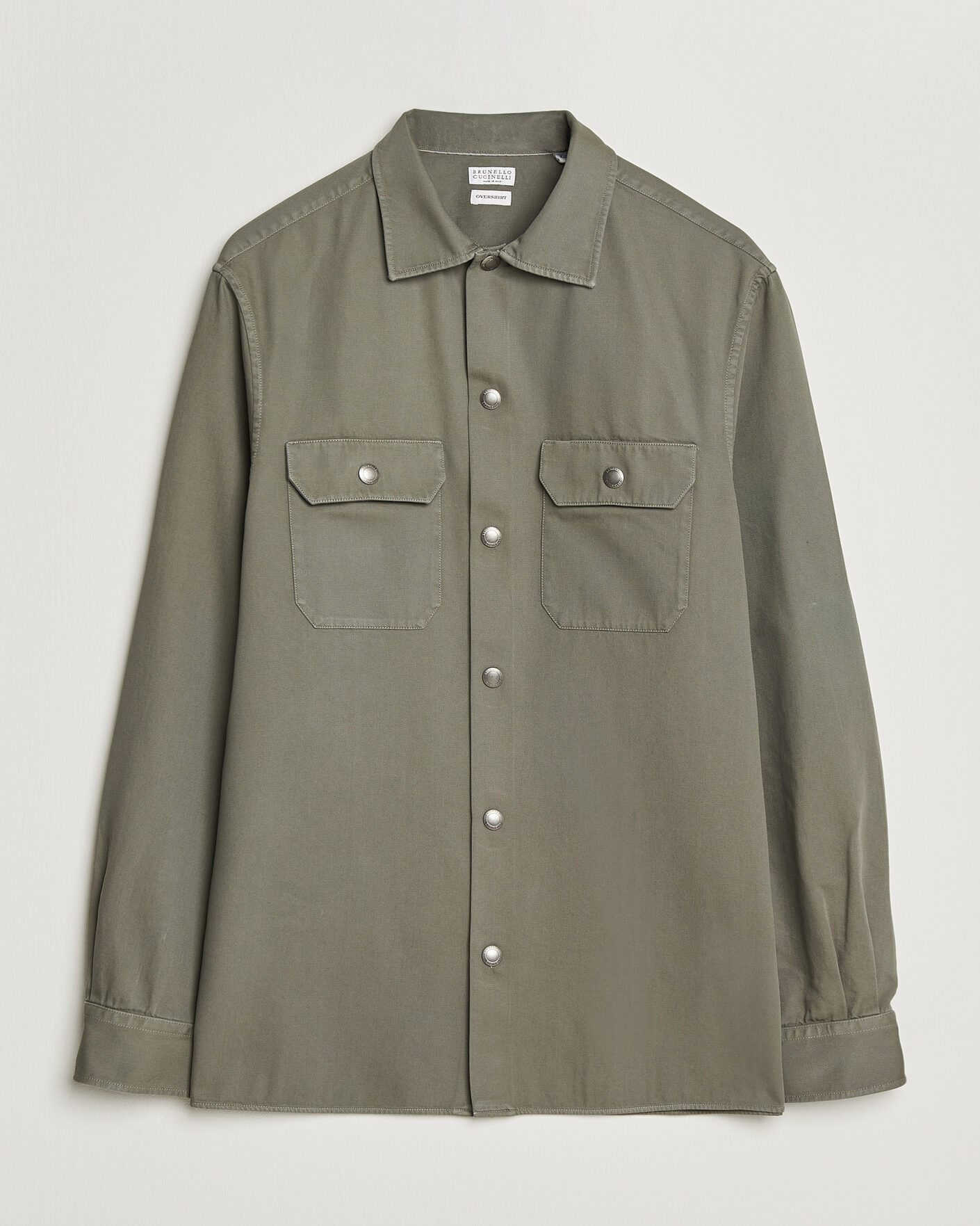 Homme | Chemises | Brunello Cucinelli | Twill Cotton Overshirt Olive