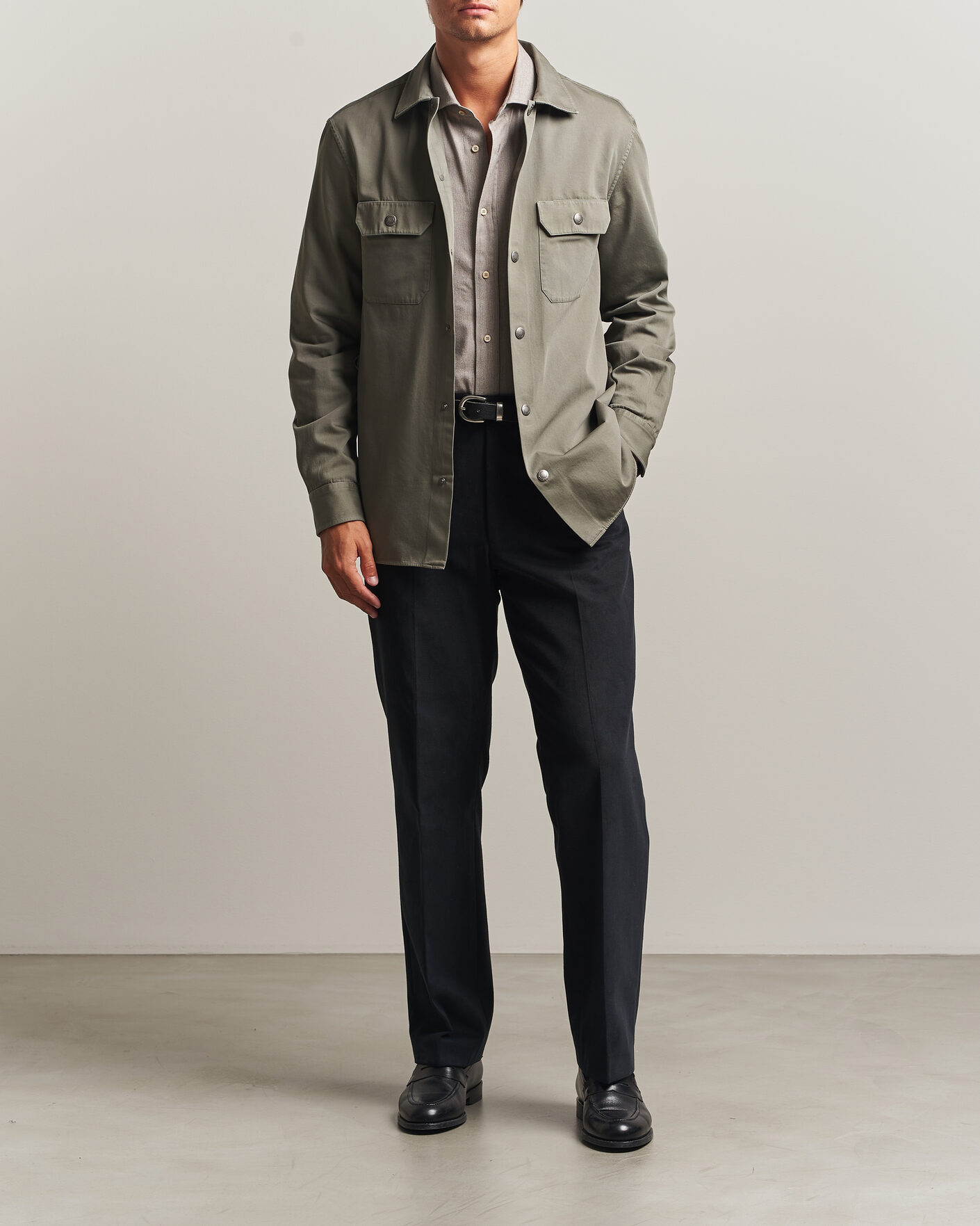 Homme | Chemises | Brunello Cucinelli | Twill Cotton Overshirt Olive