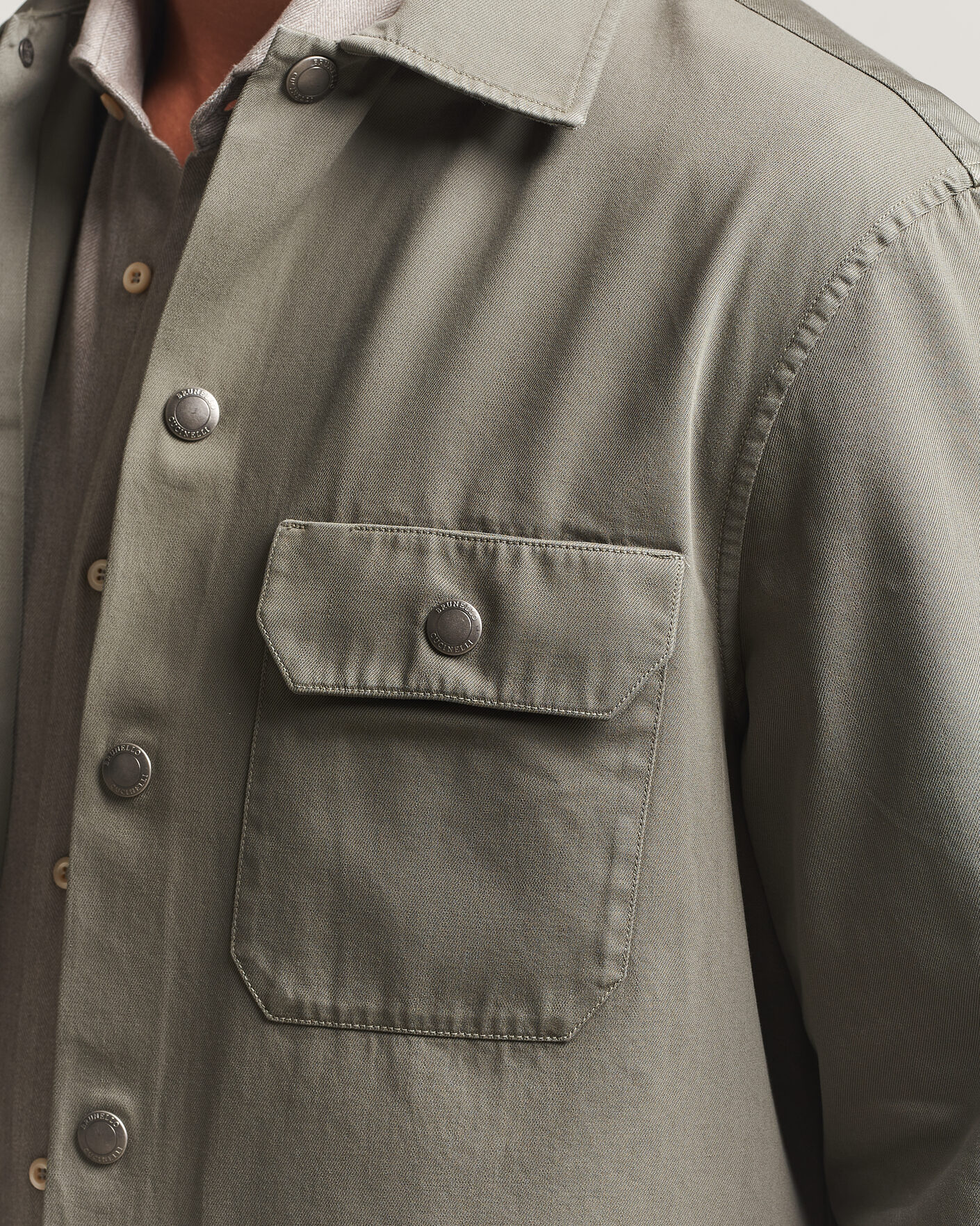 Homme | Chemises | Brunello Cucinelli | Twill Cotton Overshirt Olive