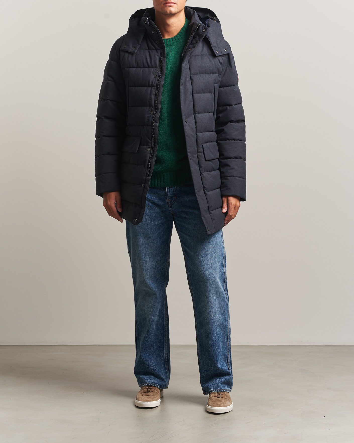 Homme | Manteaux Et Vestes | Save The Duck | Byrne Padded Flannel Coat Navy Blue Melange