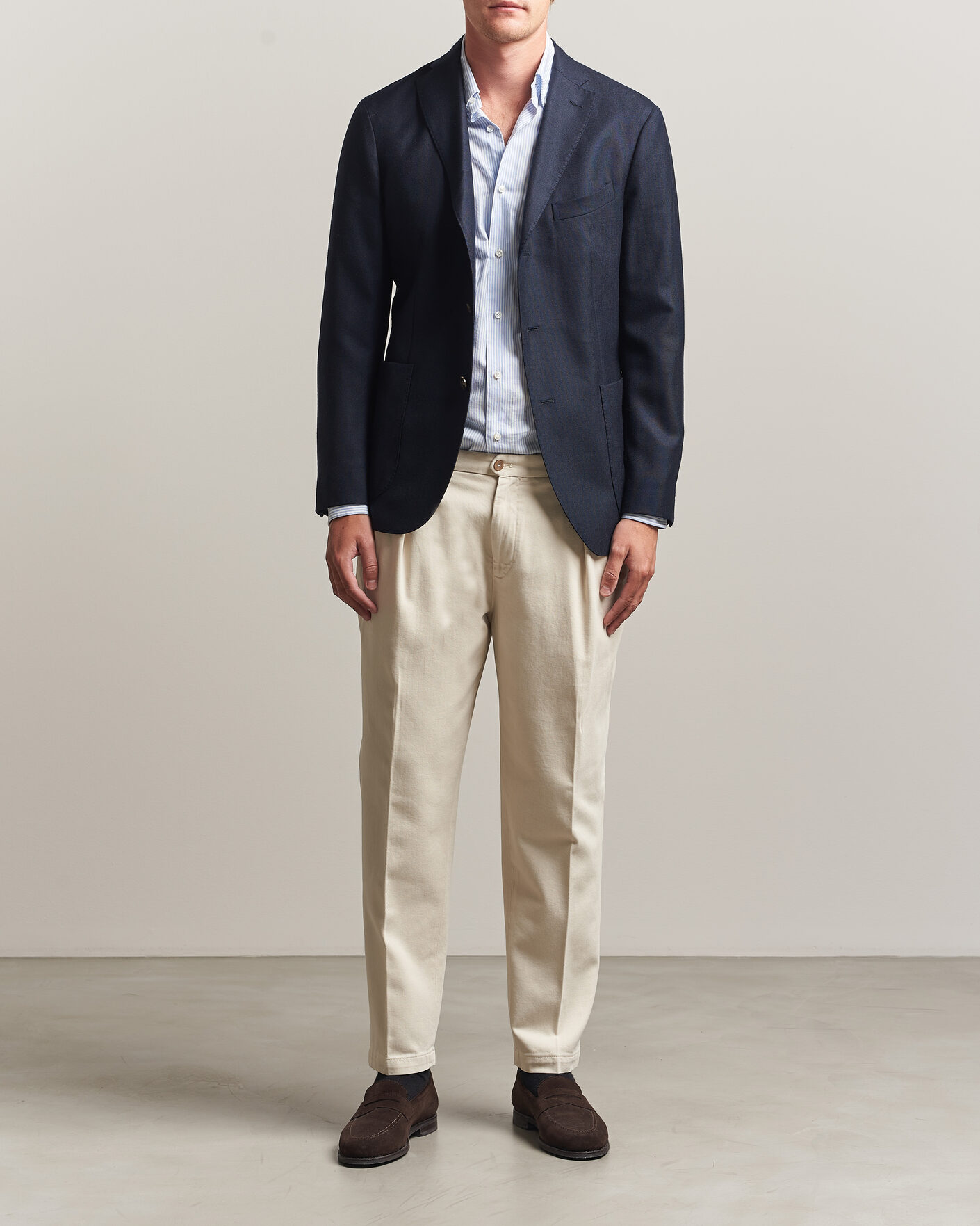 Homme | Pantalons | Briglia 1949 | Portobello Loose Fit Cotton Trousers Ecru