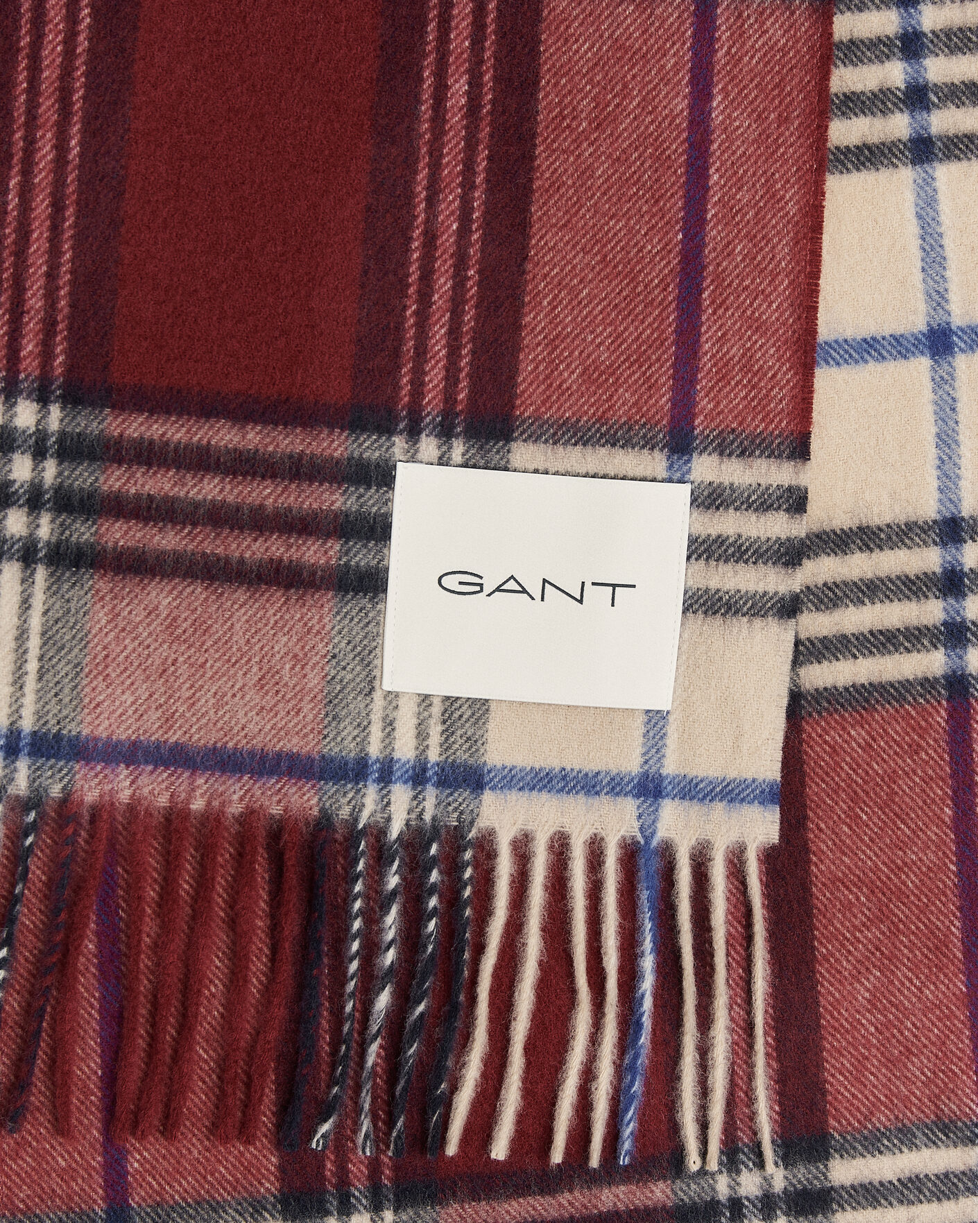 Homme | Écharpes | Gant | Checked Wool Scarf Plumped Red