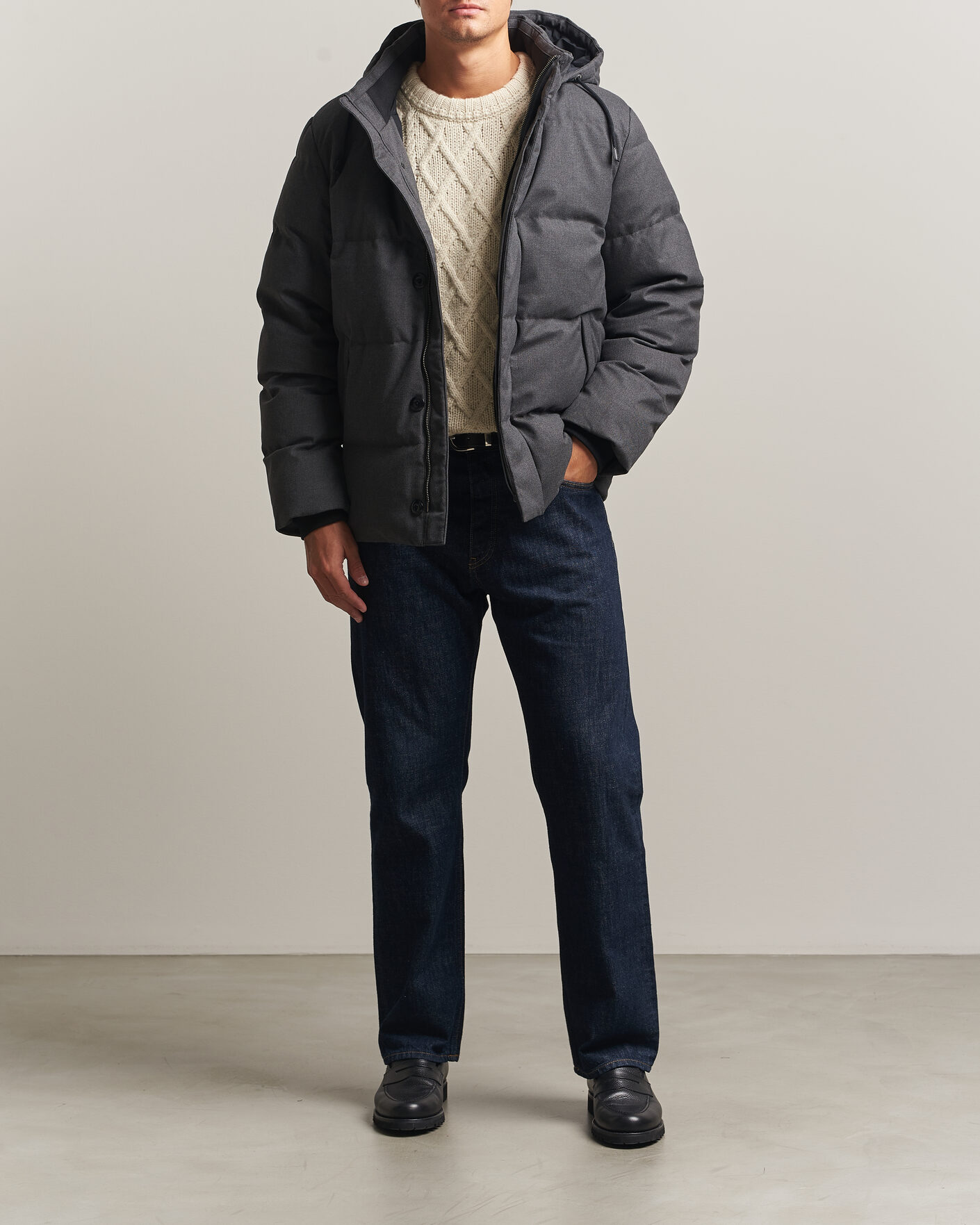 Homme | Manteaux Et Vestes | Gant | Flannel Down Hooded Jacket Black Grey
