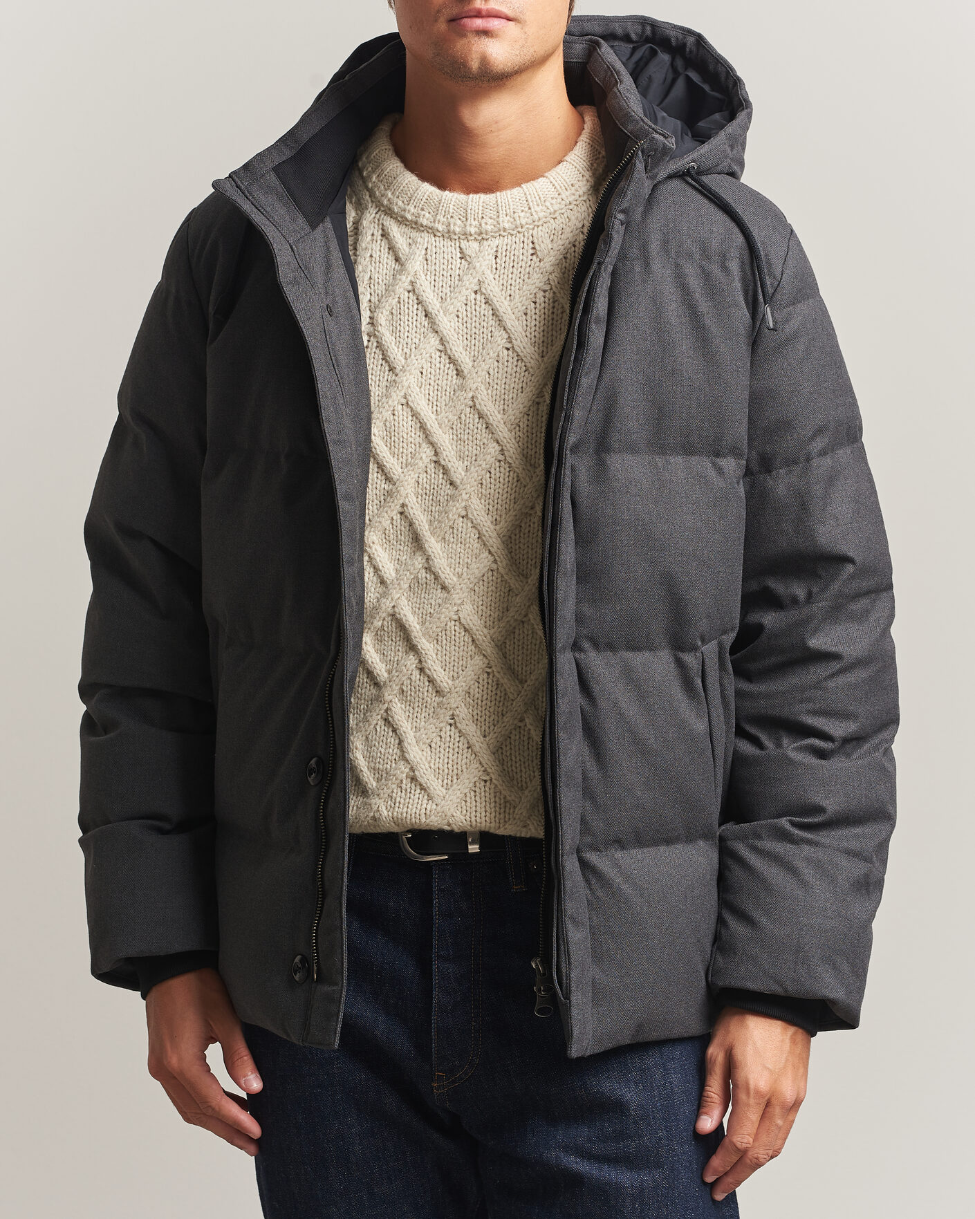 Homme | Manteaux Et Vestes | Gant | Flannel Down Hooded Jacket Black Grey