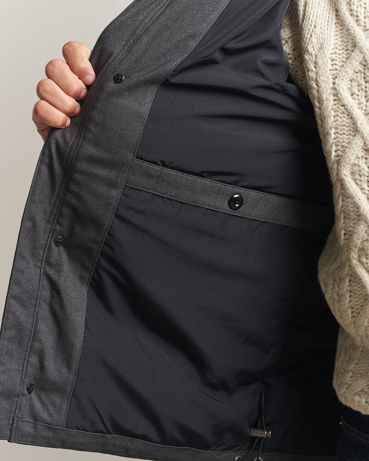 Homme | Manteaux Et Vestes | Gant | Flannel Down Hooded Jacket Black Grey