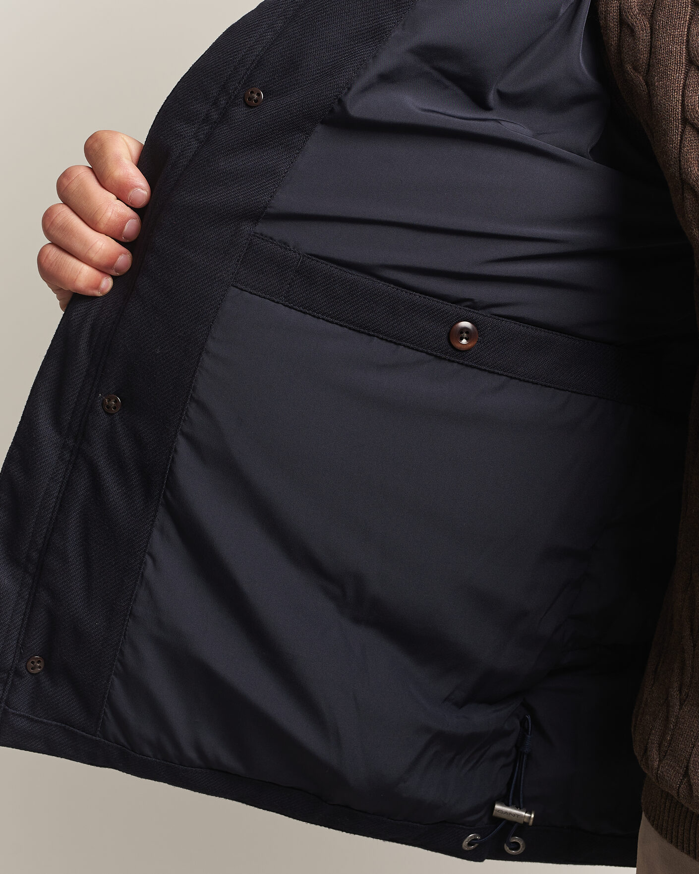 Homme | Manteaux Et Vestes | Gant | Flannel Down Hooded Jacket Evening Blue