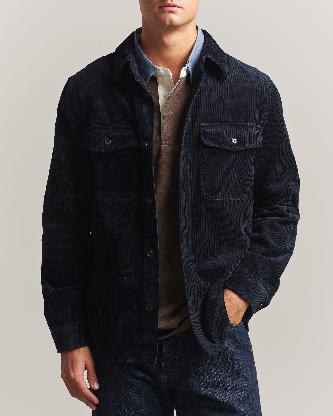 Homme | Chemises | Gant | Regular Fit Corduroy Overshirt Evening Blue