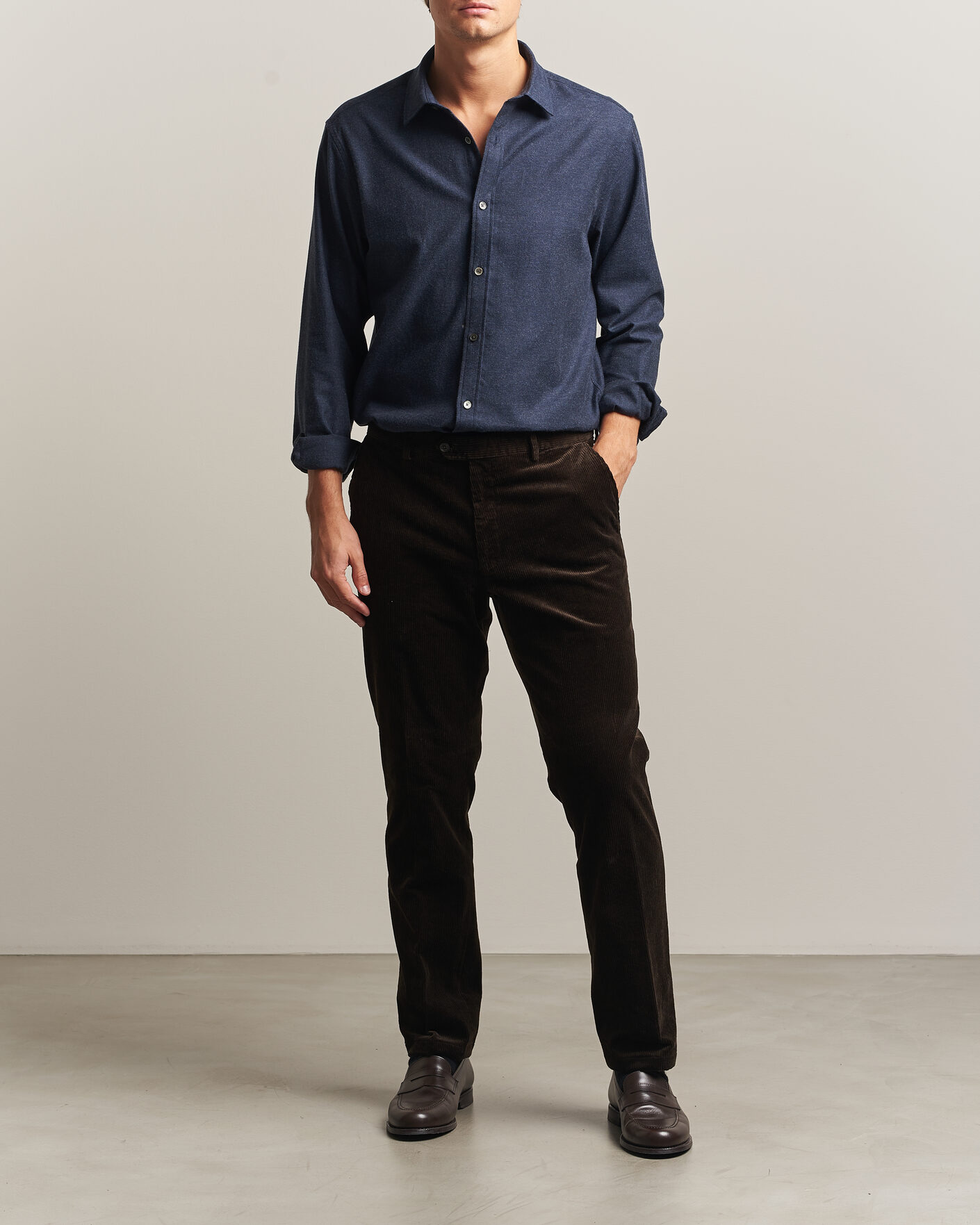 Homme | Chemises | Gant | Regular Fit Flannel Shirt Dark Navy Melange
