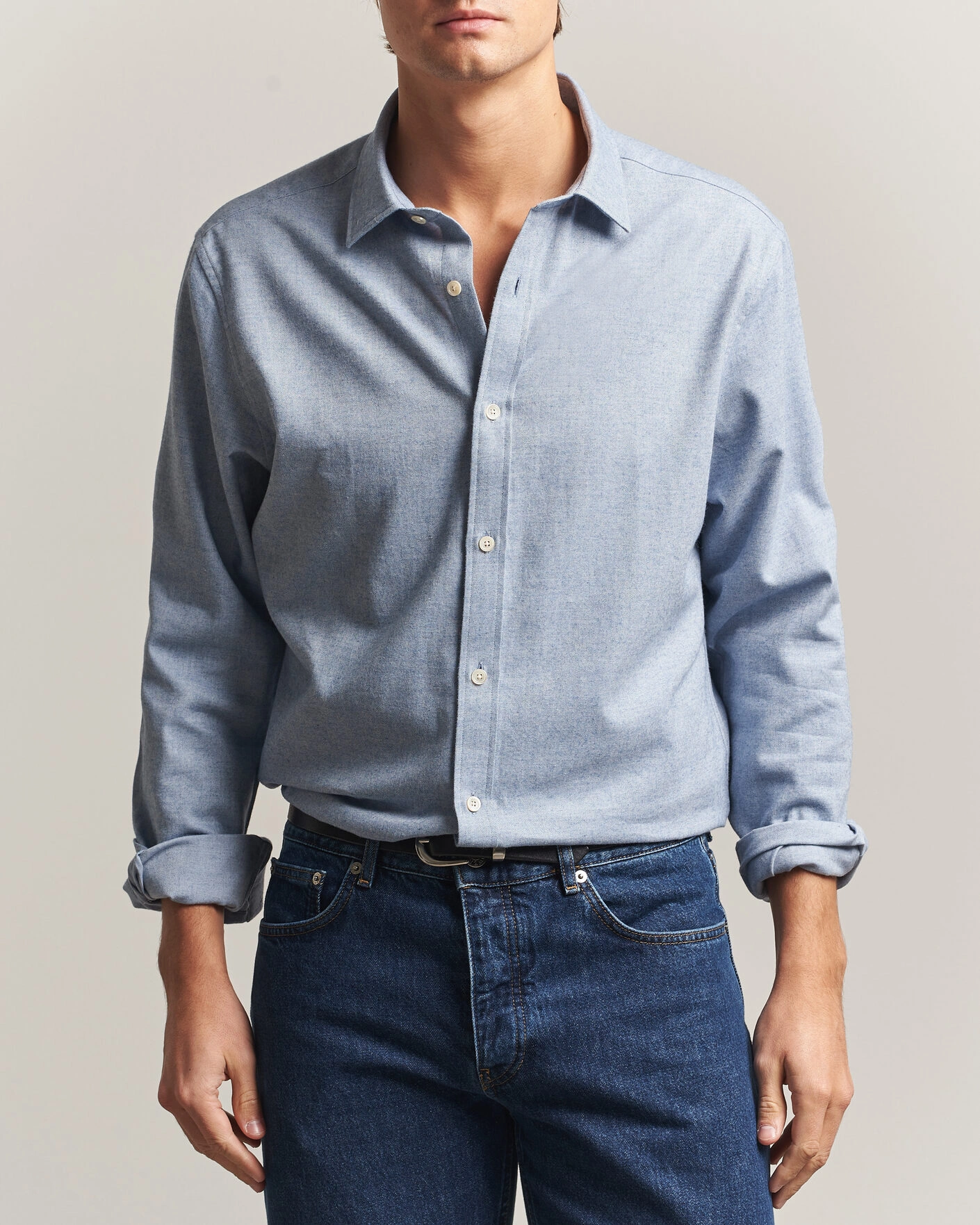 Homme | Chemises | Gant | Regular Fit Flannel Shirt Light Blue Melange