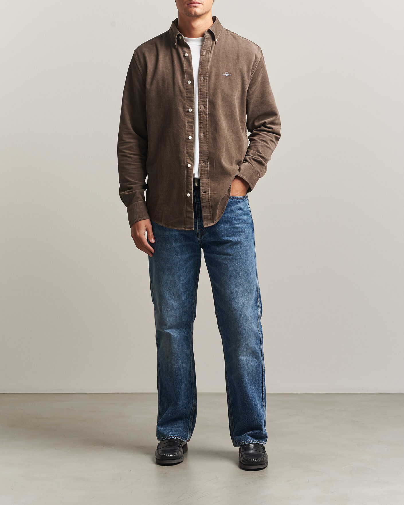 Homme | Chemises | Gant | Regular Fit Corduroy Shirt Faded Taupe