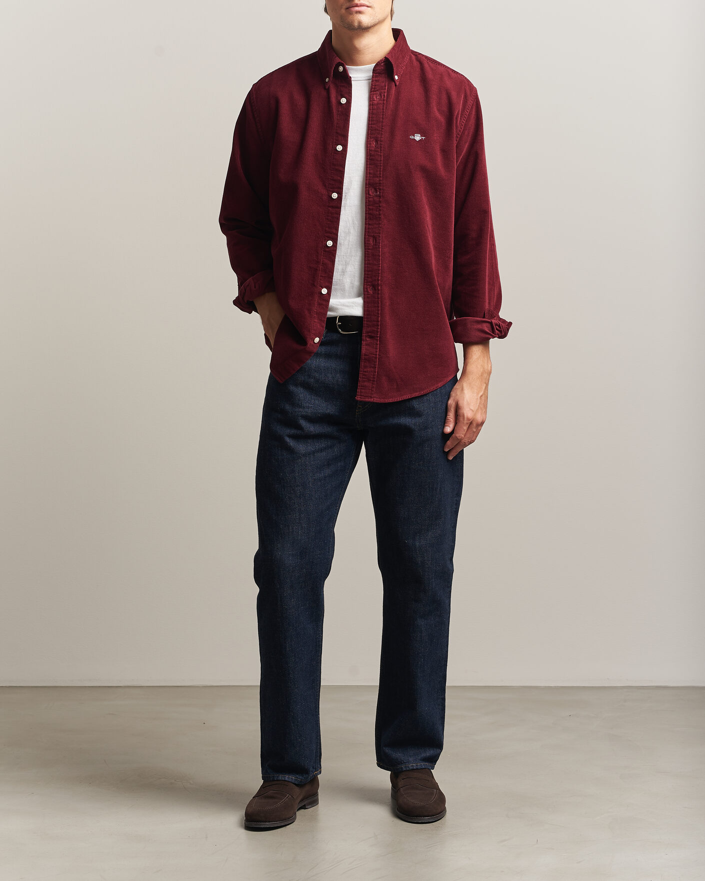Homme | Chemises | Gant | Regular Fit Corduroy Shirt Deep Grape Wine