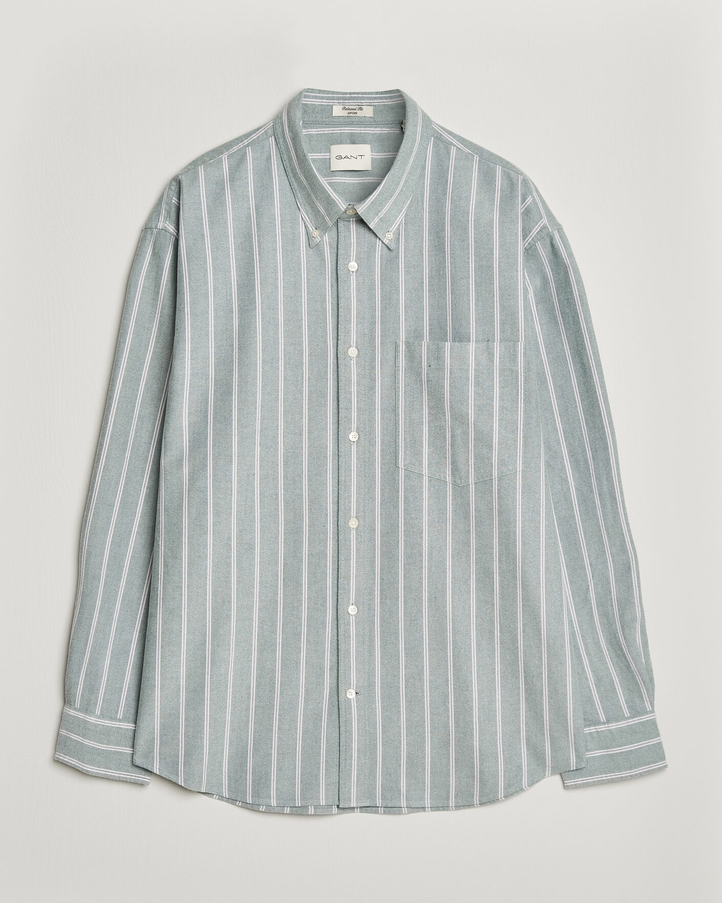 Homme | Chemises | Gant | Relaxed Fit Brushed Oxford Striped Shirt Dark Emerald