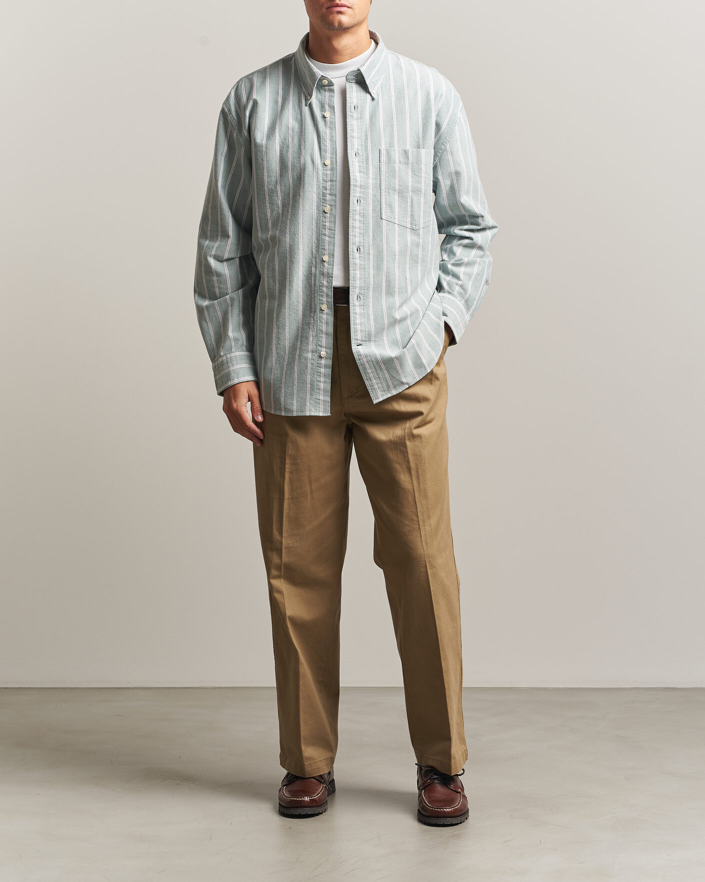 Homme | Chemises | Gant | Relaxed Fit Brushed Oxford Striped Shirt Dark Emerald