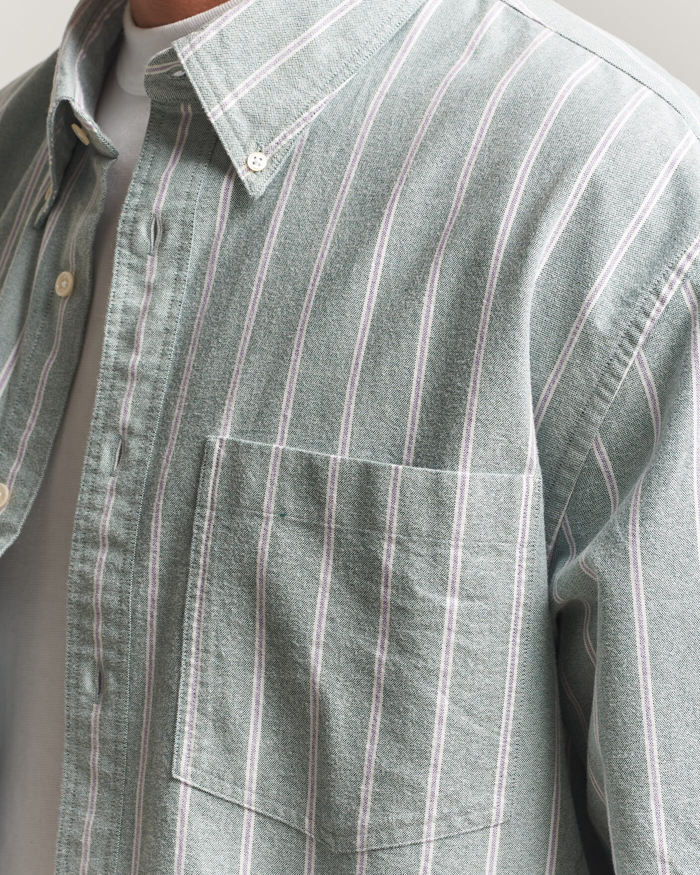Homme | Chemises | Gant | Relaxed Fit Brushed Oxford Striped Shirt Dark Emerald