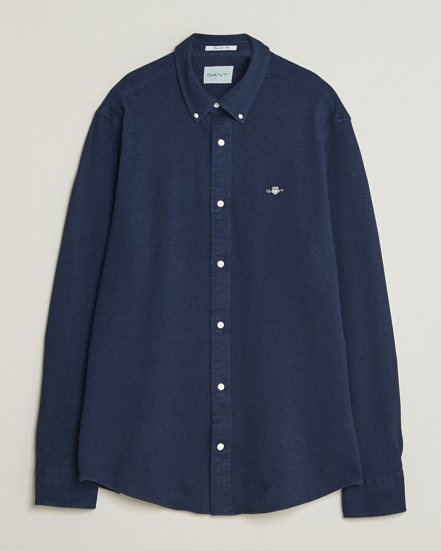 Homme | Chemises | Gant | Regular Fit Indigo Jersey Pique Shirt Dark Blue