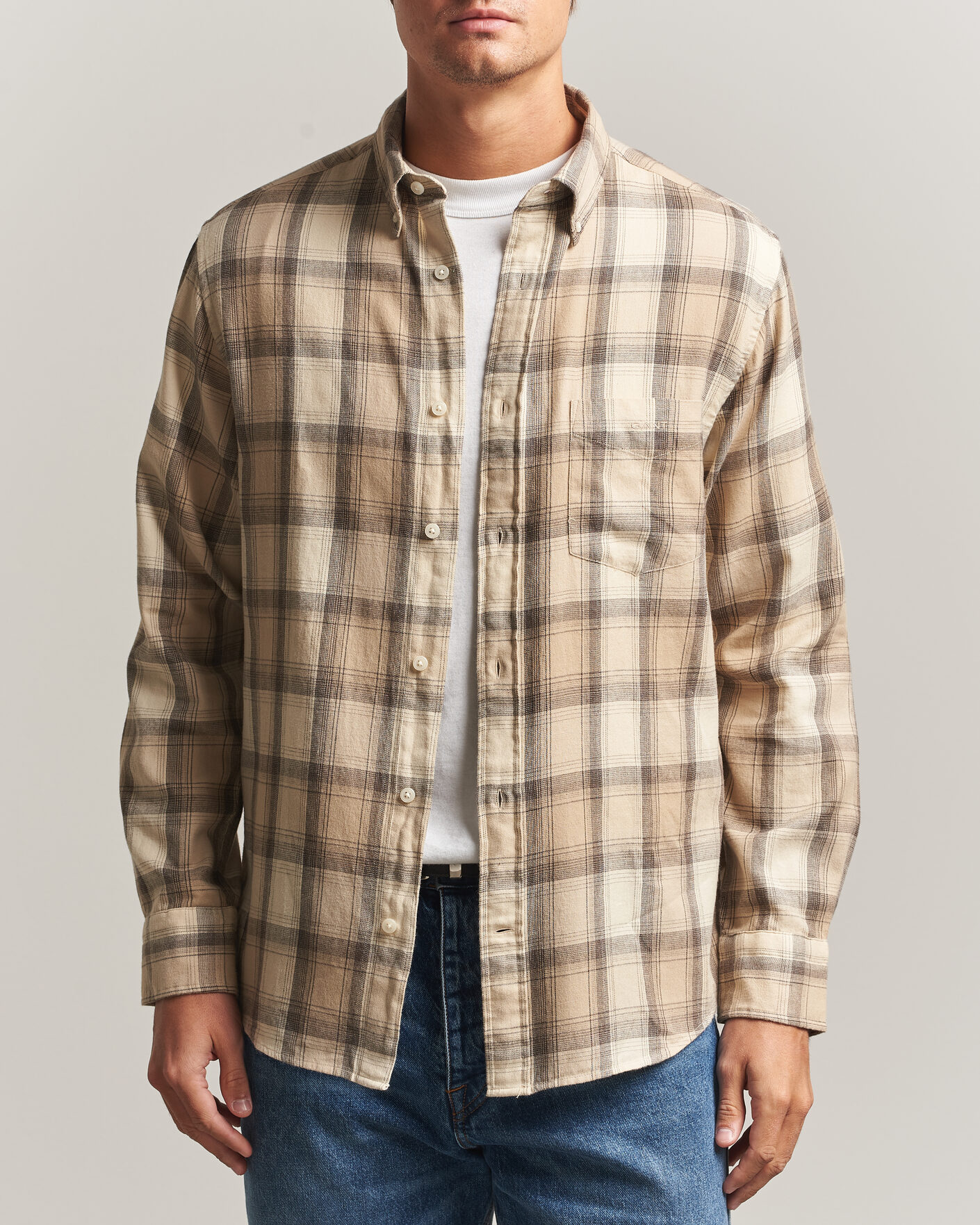 Homme | Chemises | Gant | Regular Fit Windblown Flannel Checked Shirt Dry Sand