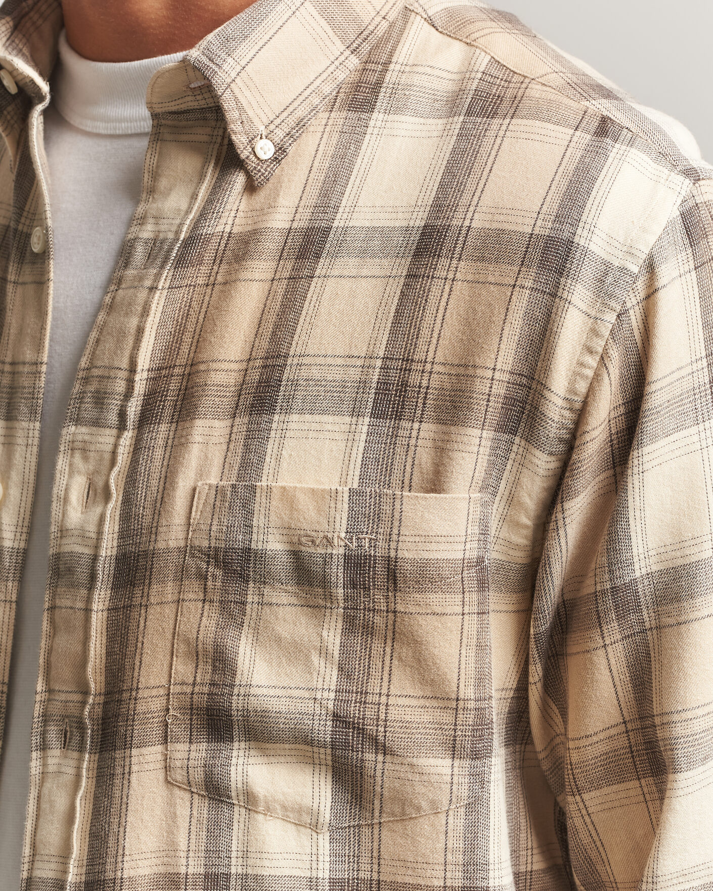 Homme | Chemises | Gant | Regular Fit Windblown Flannel Checked Shirt Dry Sand