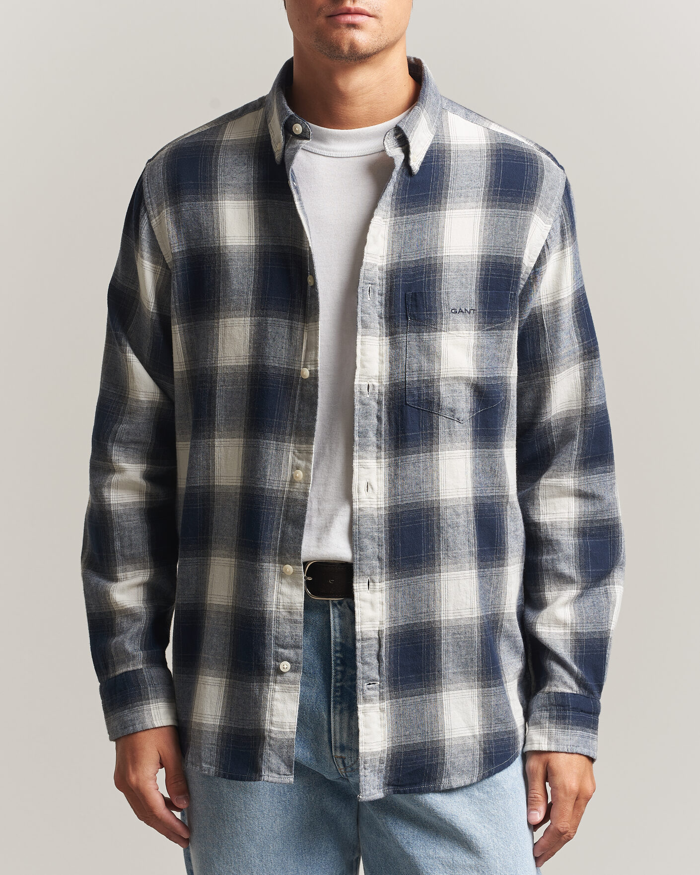 Homme | Chemises | Gant | Regular Fit Windblown Flannel Checked Shirt Evening Blue