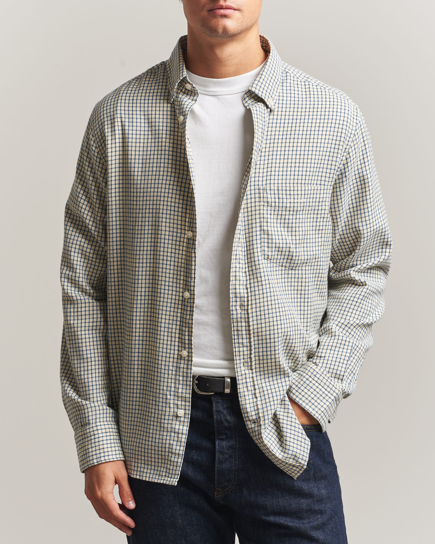 Homme | Chemises | Gant | Regular Fit Windblown Flannel Checked Shirt Blue Horizon