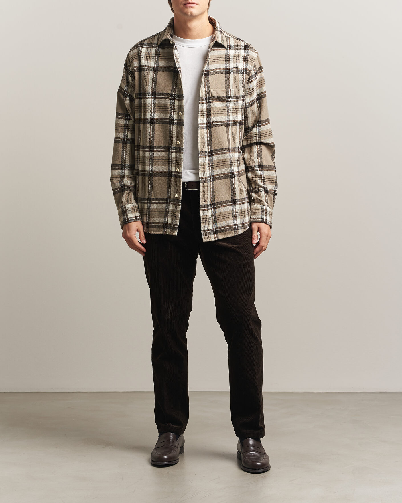 Homme | Chemises | Gant | Regular Fit Flannel Checked Overshirt Mist Taupe